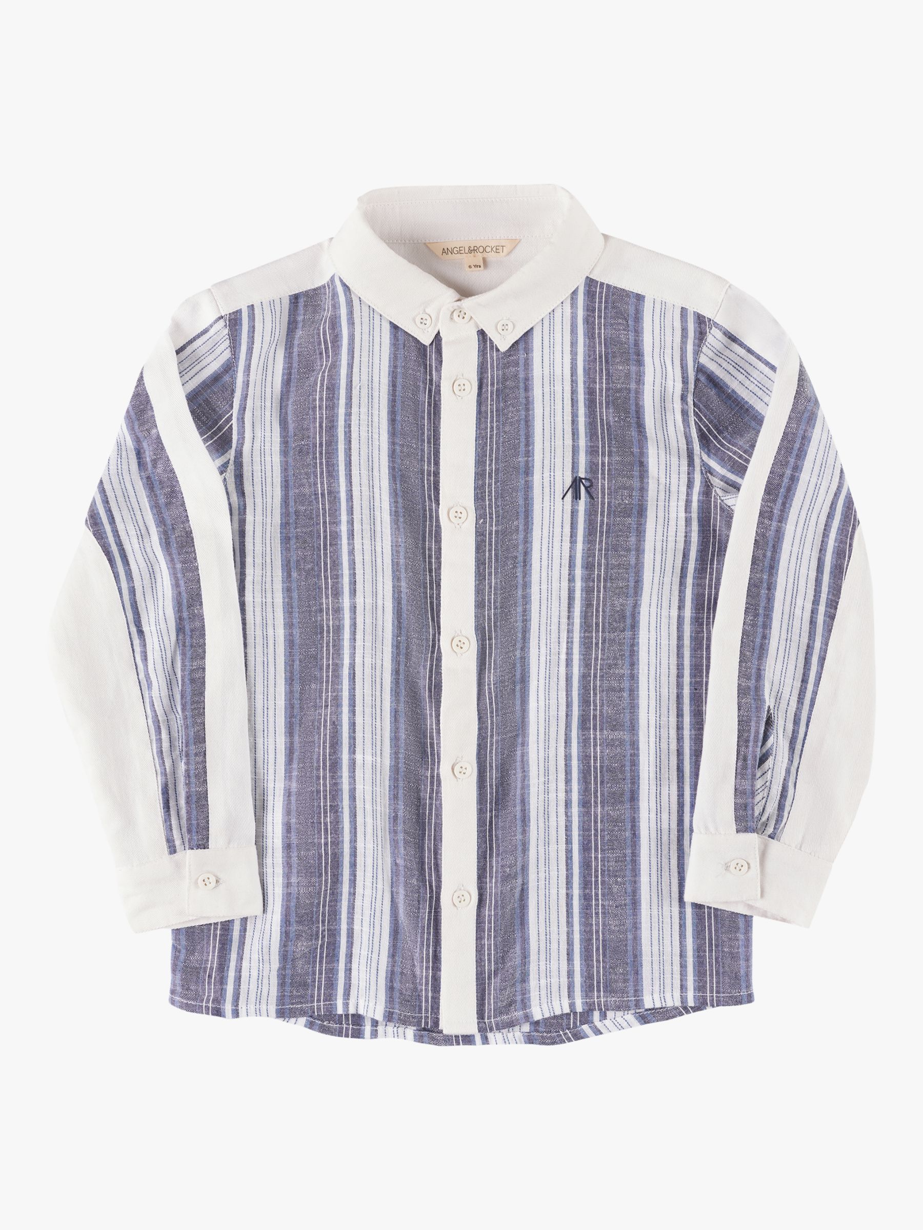 Buy Angel & Rocket Kids' Chase Stripe Cut and Sew Shirt, Blue Online at johnlewis.com