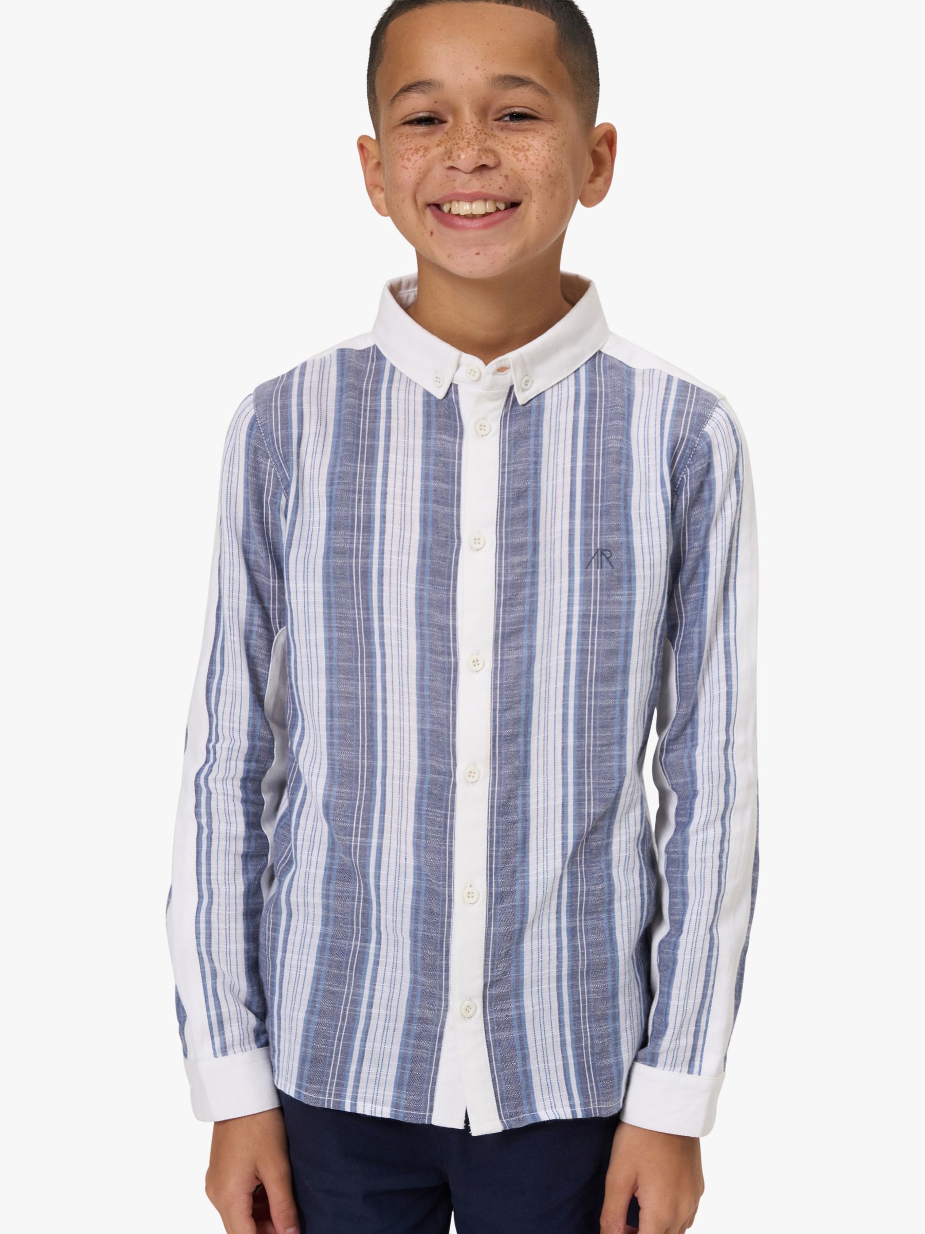 Buy Angel & Rocket Kids' Chase Stripe Cut and Sew Shirt, Blue Online at johnlewis.com