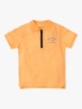 Angel & Rocket Kids' Zip Neck Polo Shirt, Orange, Orange