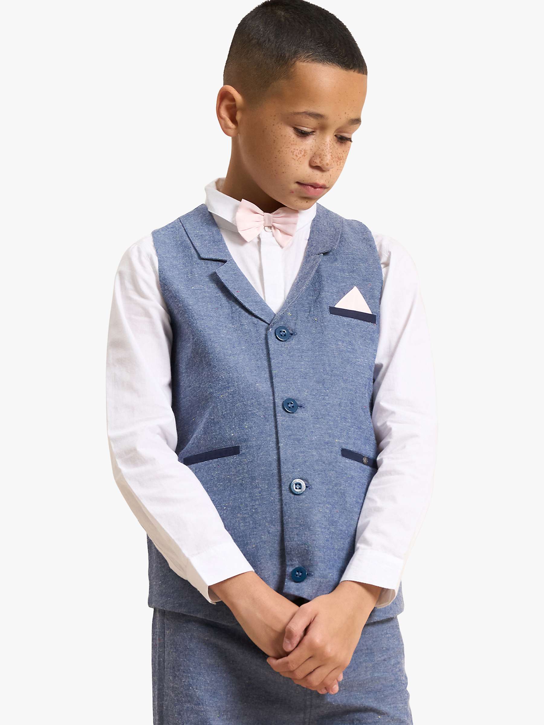 Buy Angel & Rocket Kids' Lorenzo Chambray 3 Piece Waistcoat Set, Blue Online at johnlewis.com