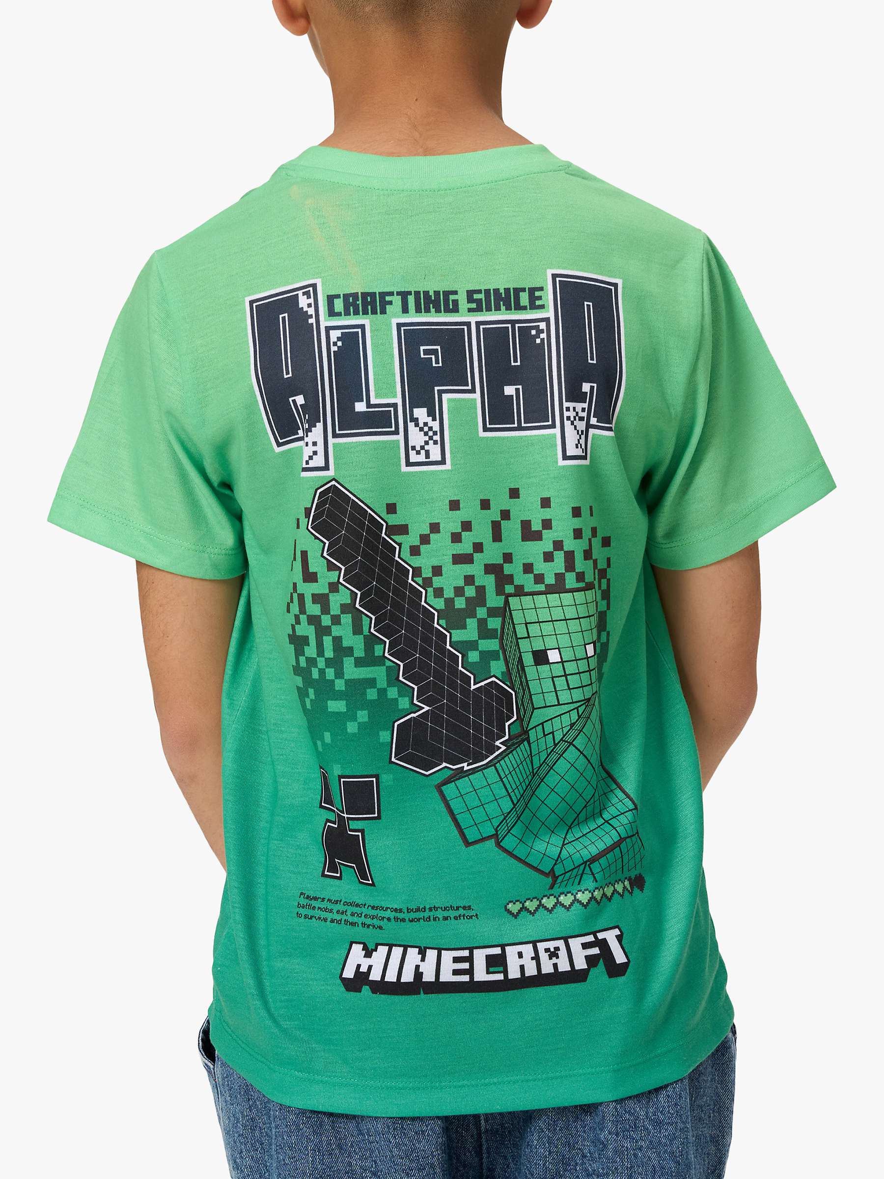 Buy Angel & Rocket Kids'  Minecraft Graphic T-Shirt, Green Online at johnlewis.com