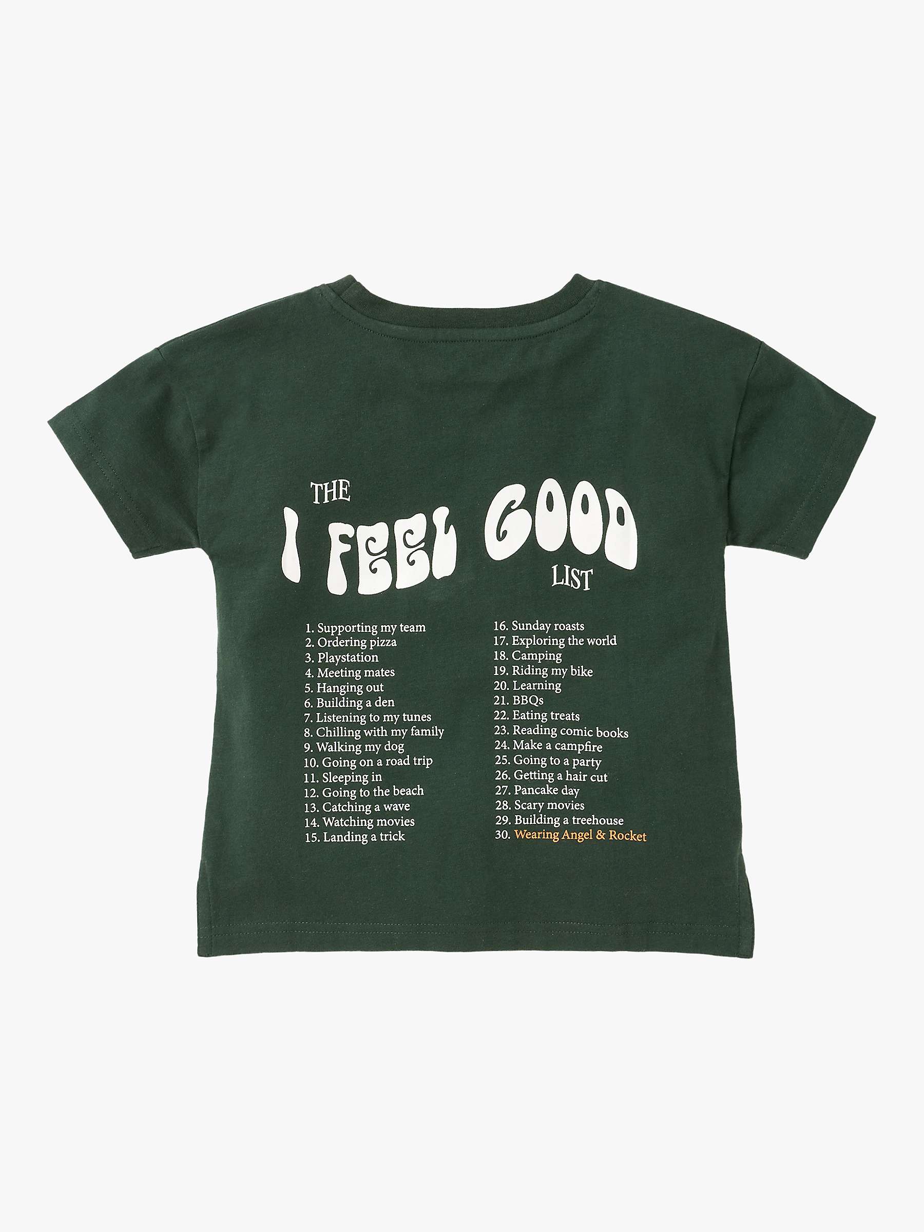 Buy Angel & Rocket Kids' Brody I Feel Good T-Shirt, Green Online at johnlewis.com