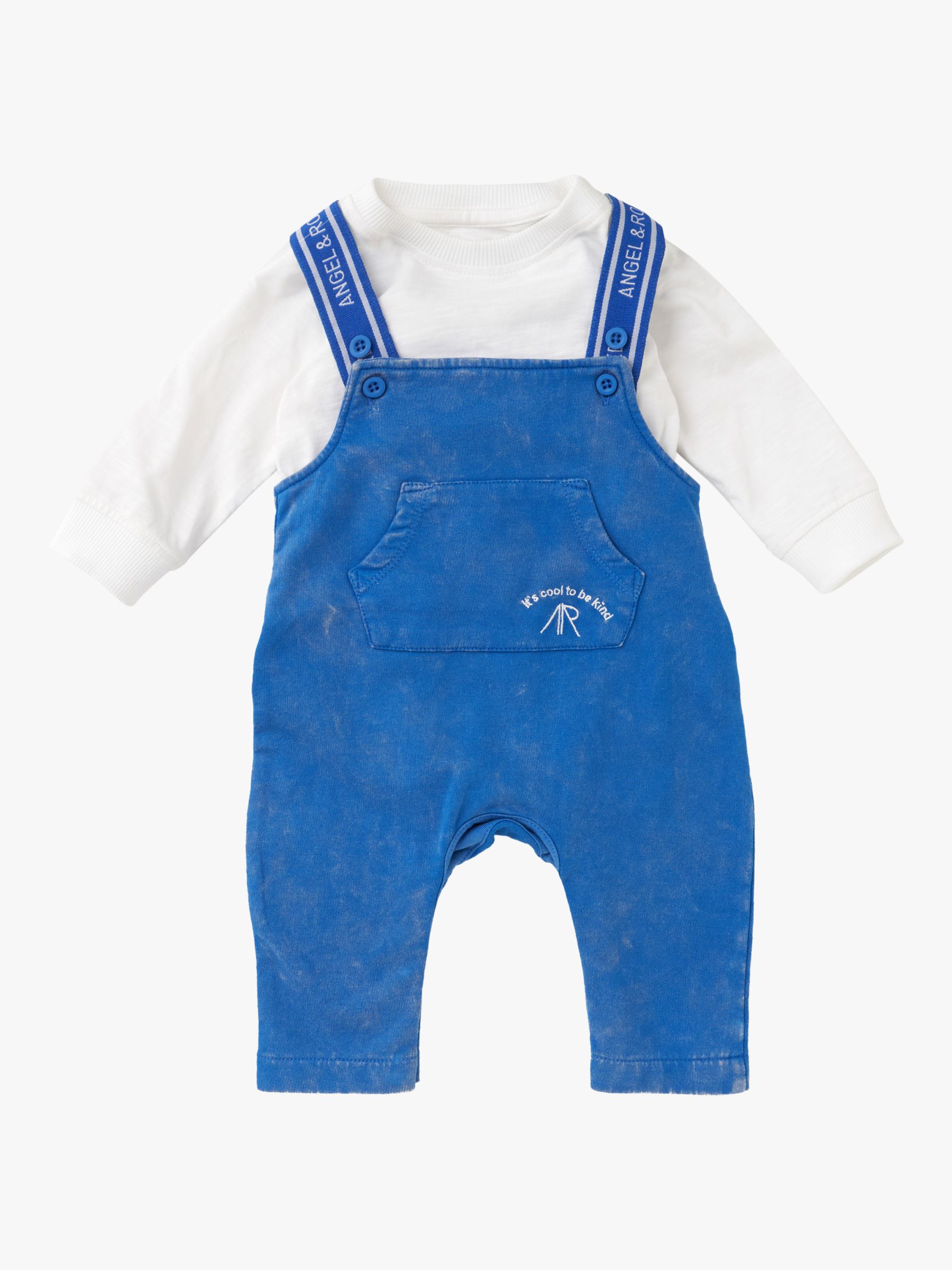 Angel & Rocket Baby Ezra Dungaree & Long Sleeve T-Shirt Set, Blue at ...