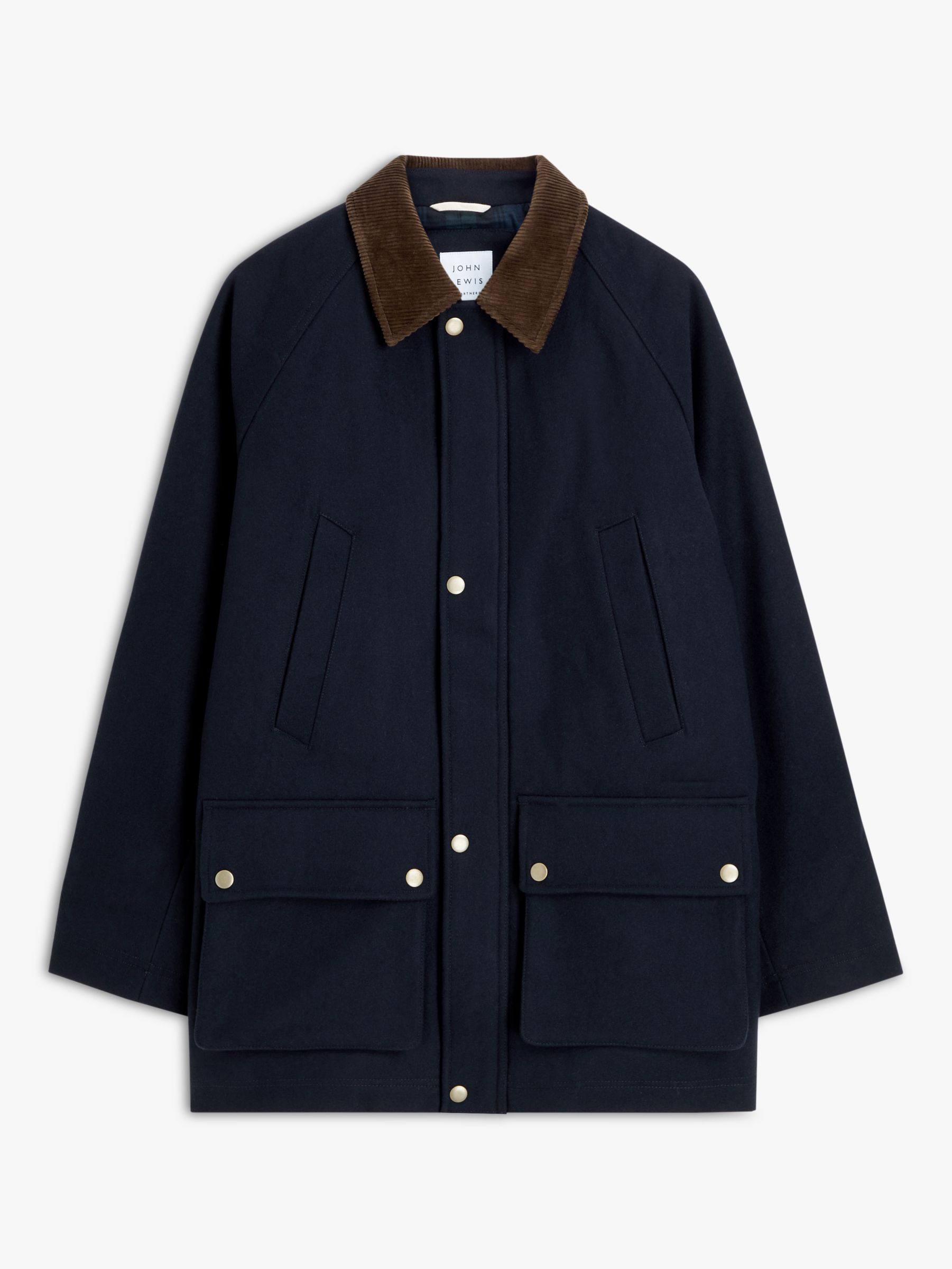 John Lewis Wool Raglan Coat, Navy at John Lewis & Partners