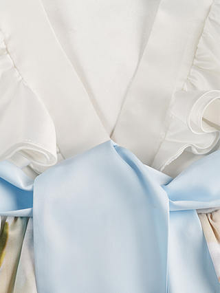 Angel & Rocket Kids' Sylvie Border Print Ruffle Shoulder Dress, White/Multi