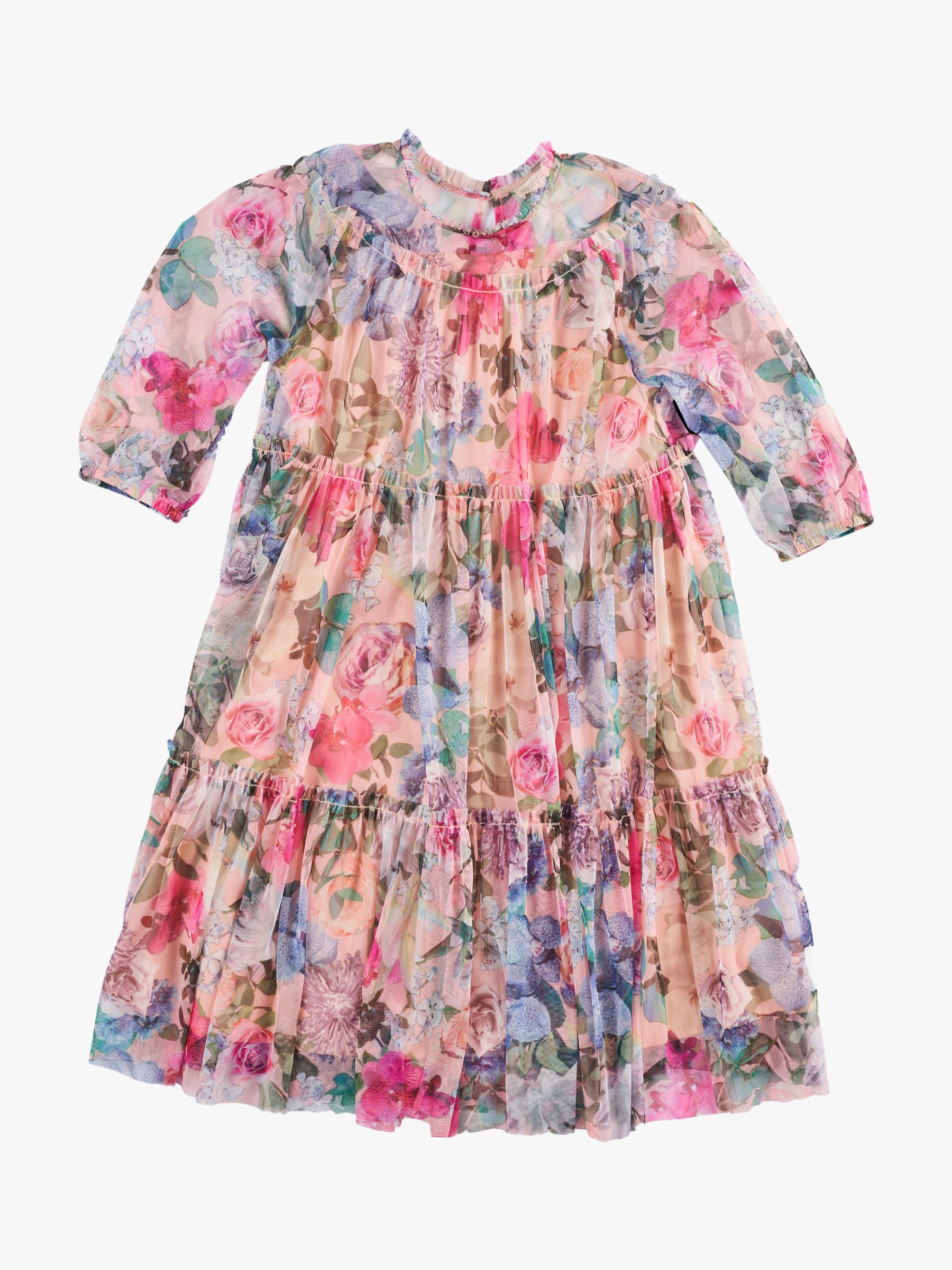 Buy Angel & Rocket Kids' Eleanor Mesh Ruffle Dress, Pink/Multi Online at johnlewis.com