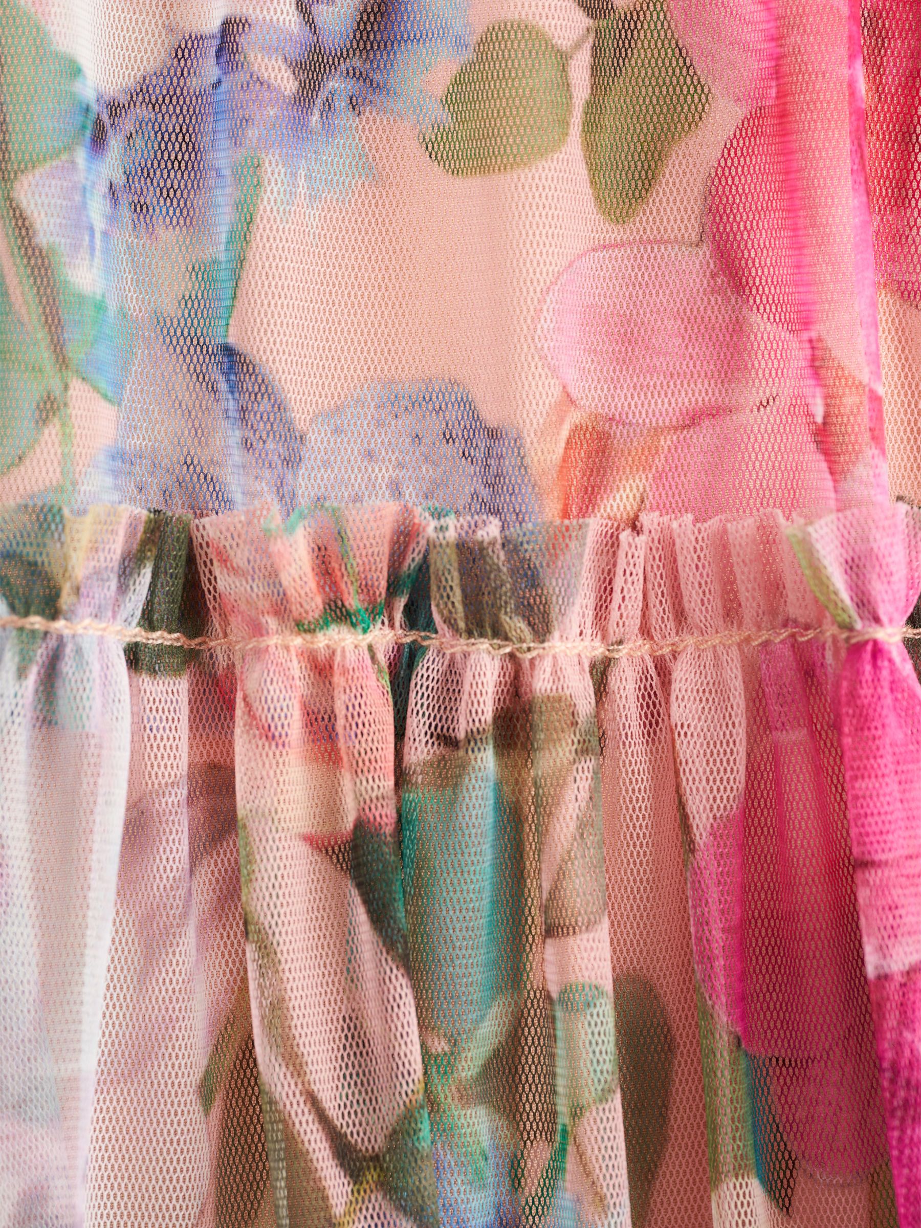 Angel & Rocket Kids' Eleanor Mesh Ruffle Dress, Pink/Multi, 2 years