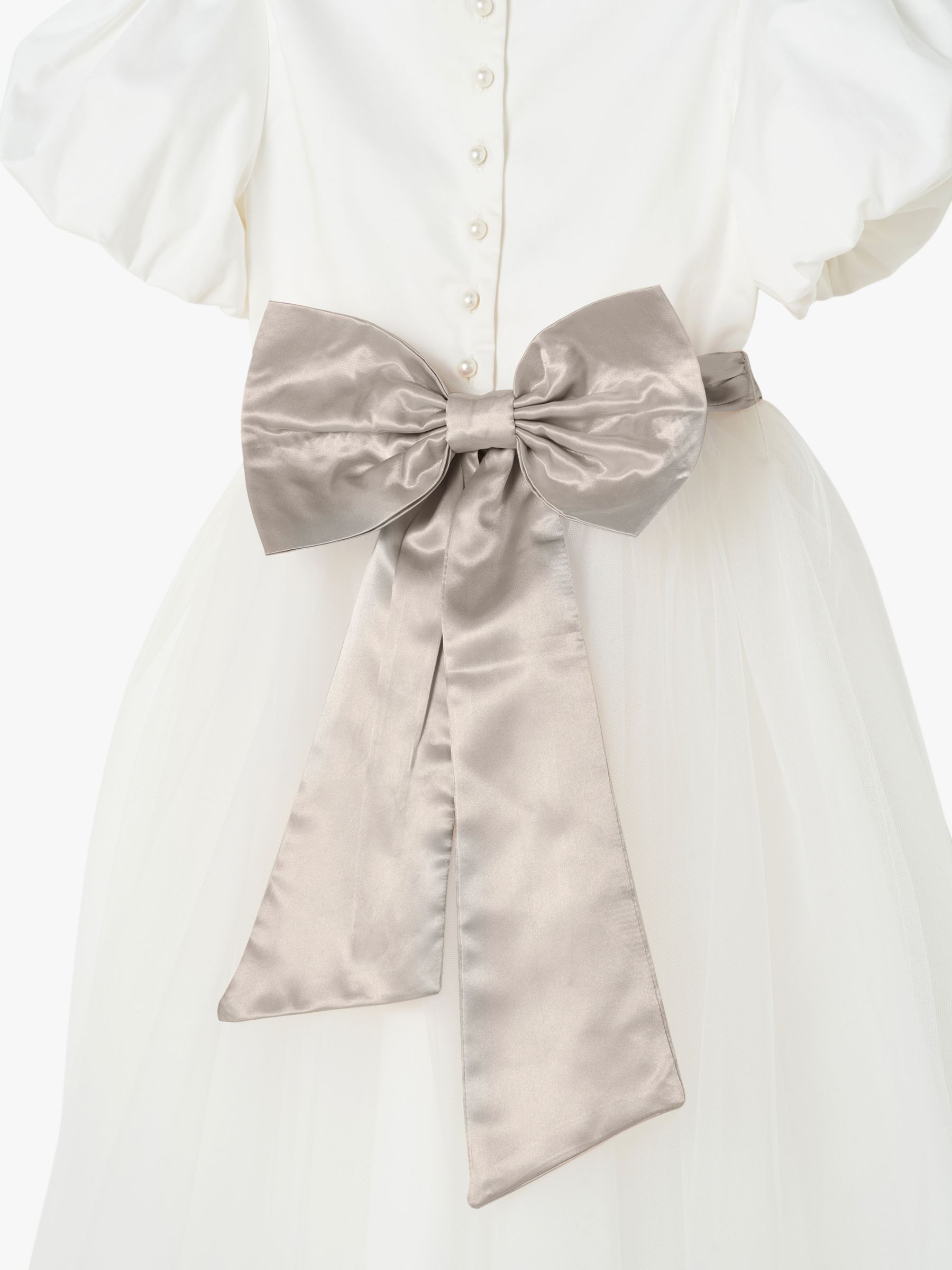 Angel & Rocket Kids' Selene Tulle Taupe Sash Dress, Ivory, 2 years