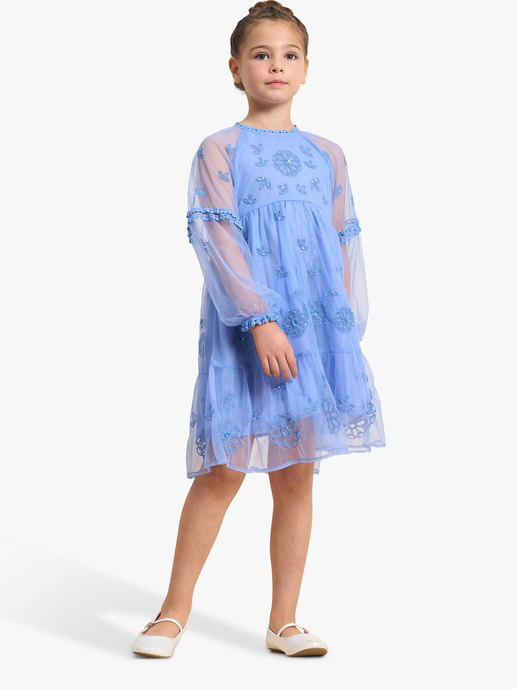 Buy Angel & Rocket Kids' Bo Embroidered Boho Dress, Blue Online at johnlewis.com