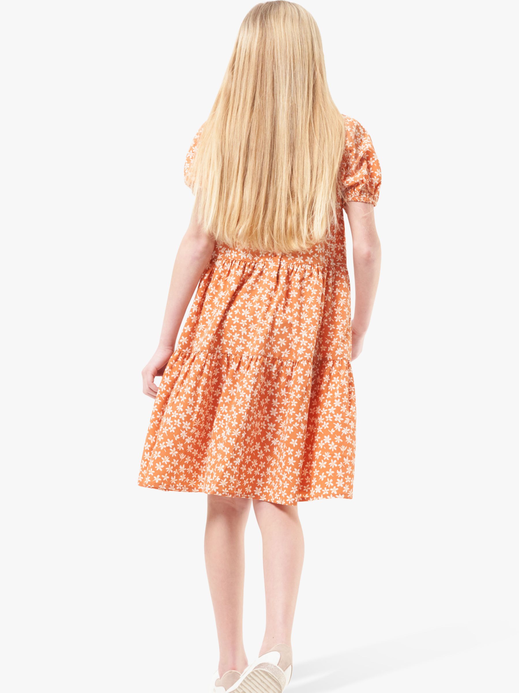 Angel & Rocket Pippa Ditsy Floral Dress, Orange, 3 years