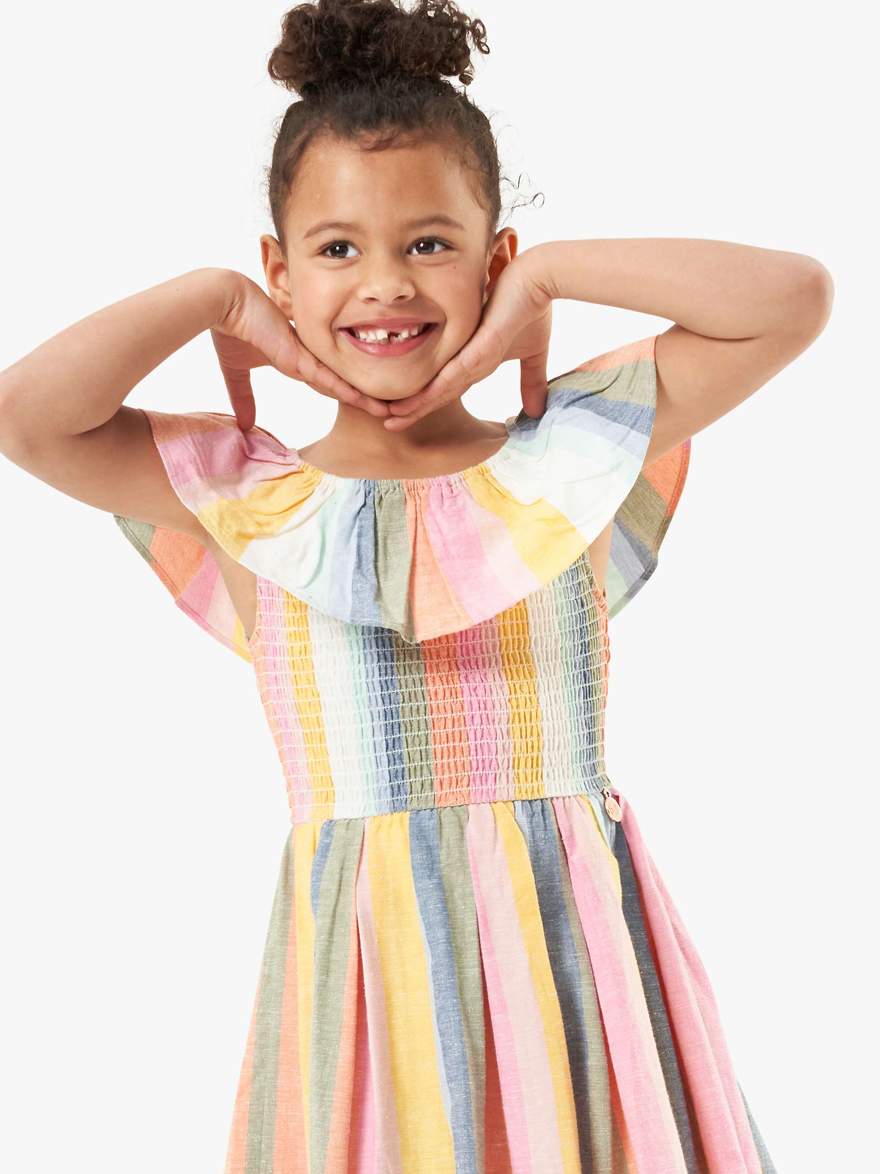 Buy Angel & Rocket Kids' Elsie Rainbow Stripe Sundress, Orange Online at johnlewis.com