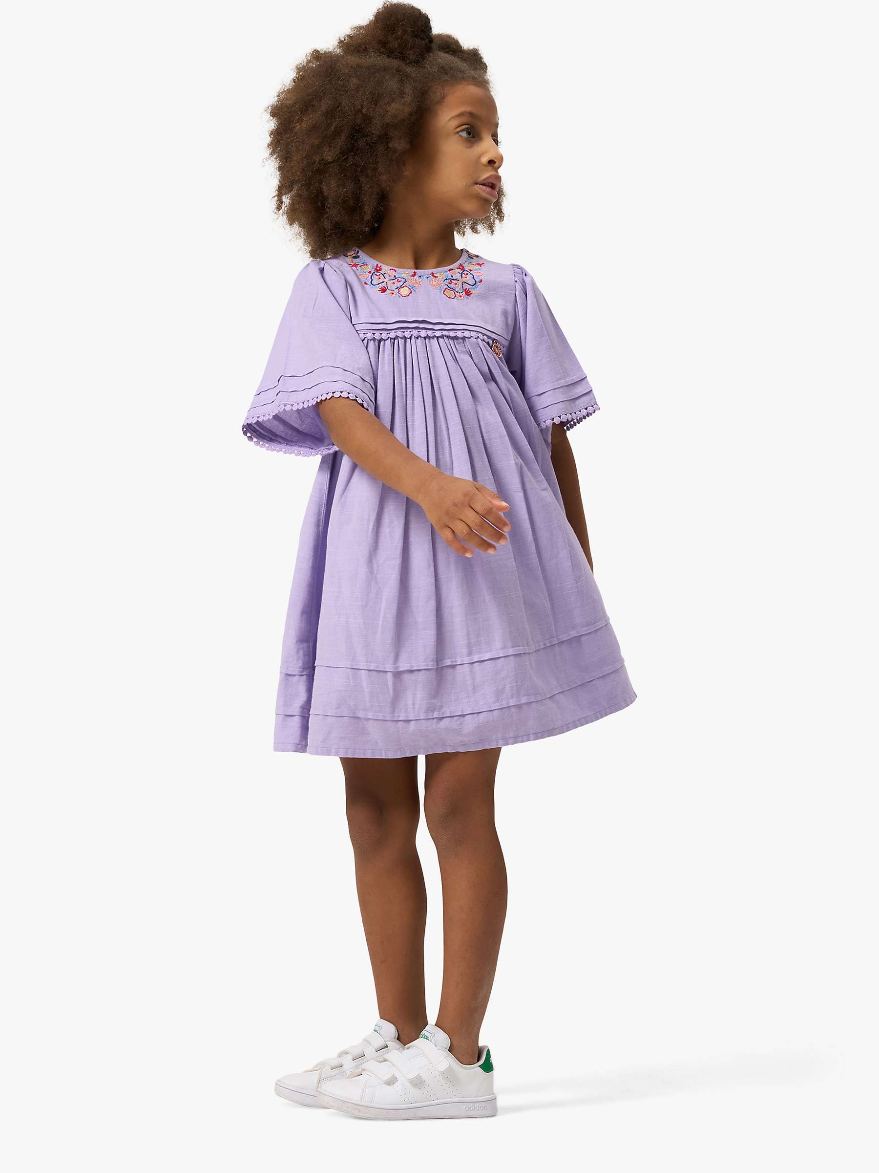 Buy Angel & Rocket Kids' Theodora Embroidered Yoke Dress, Purple Online at johnlewis.com
