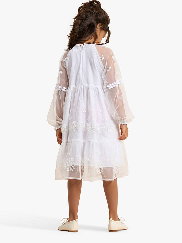 Angel & Rocket Kids' Embellished Boho Dress, Cream