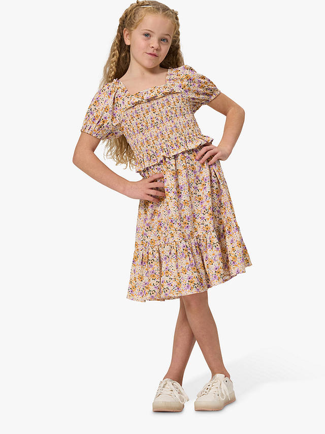 Angel & Rocket Kids' Shirred Bodice Dress, Yellow at John Lewis & Partners