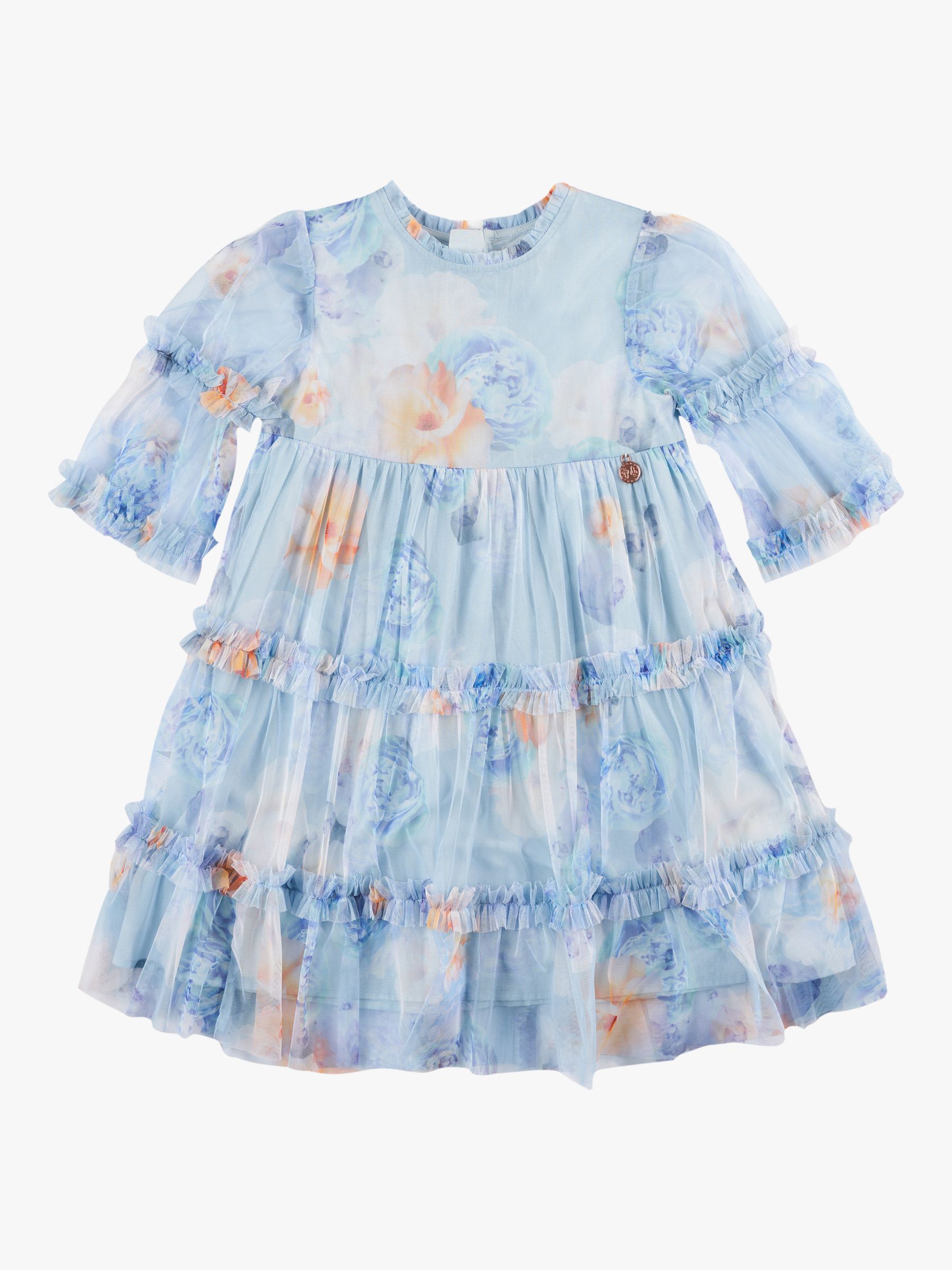 Angel & Rocket Kids' Eleanor Mesh Ruffle Dress, Blue, 3 years