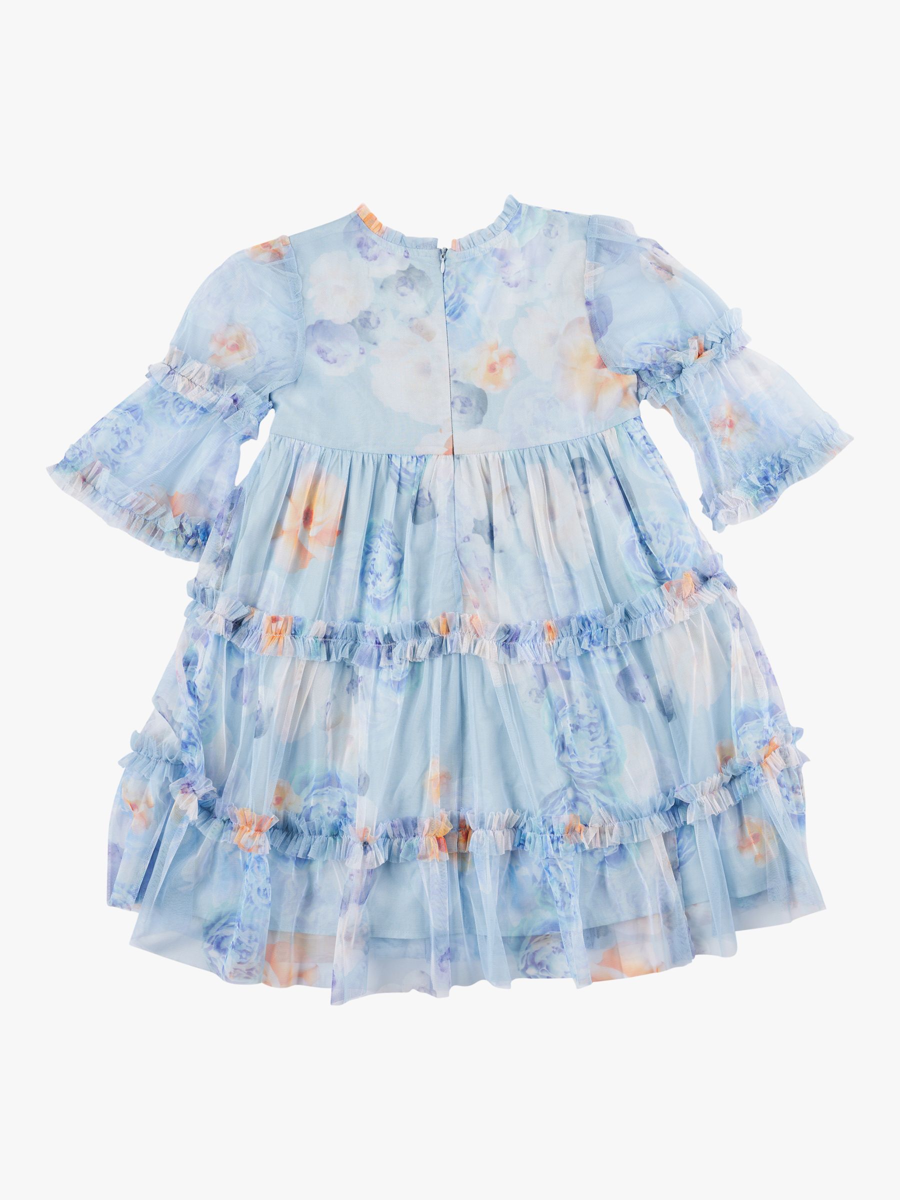 Buy Angel & Rocket Kids' Eleanor Mesh Ruffle Dress, Blue Online at johnlewis.com