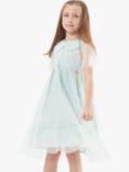 Angel & Rocket Kids' Daisy Embroidered Collar Mesh Dress, Pale Blue