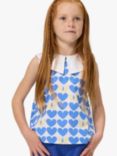 Angel & Rocket Kids' Renee Poplin Heart and Butterfly Print Collar Blouse, Blue