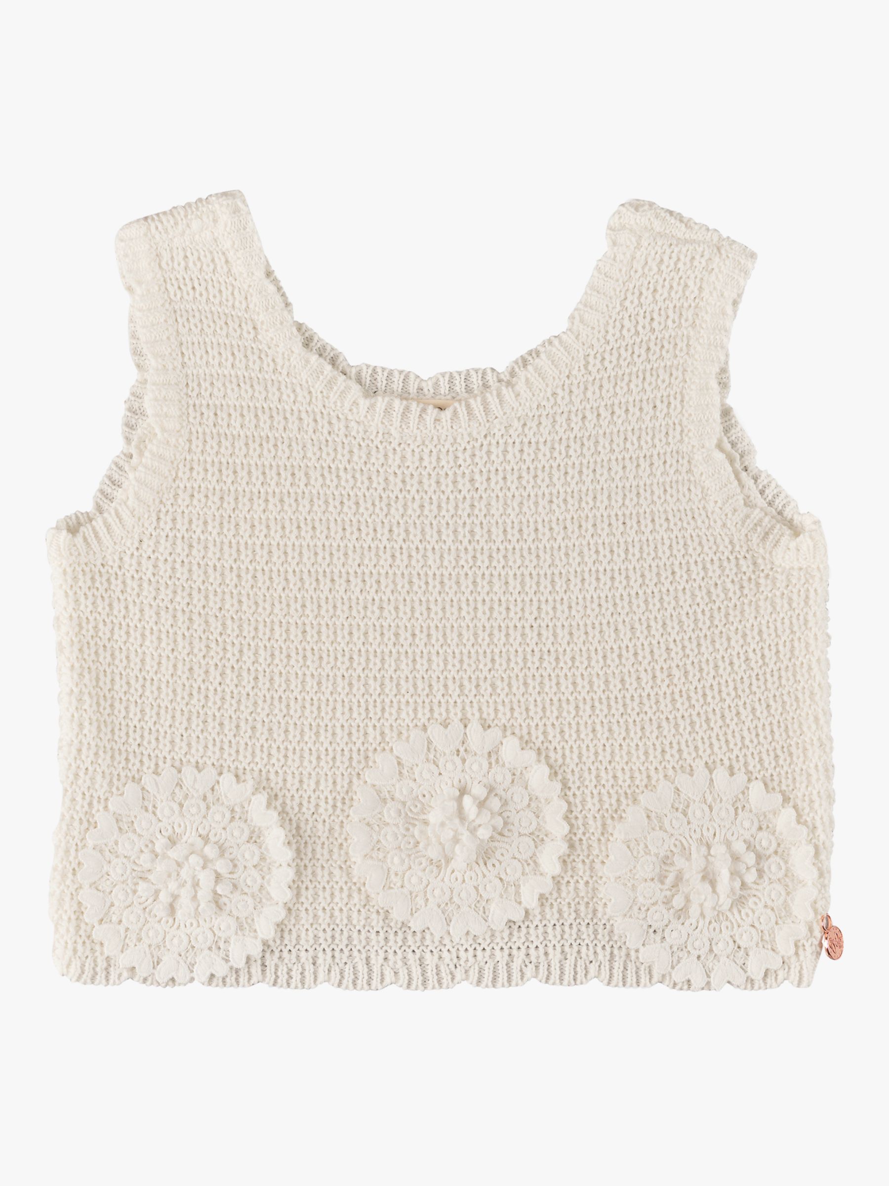 Angel & Rocket Kids' Crochet Vest Top, White at John Lewis & Partners
