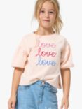 Angel & Rocket Kids' Frankie Slogan Balloon Sleeve T-Shirt, Pink