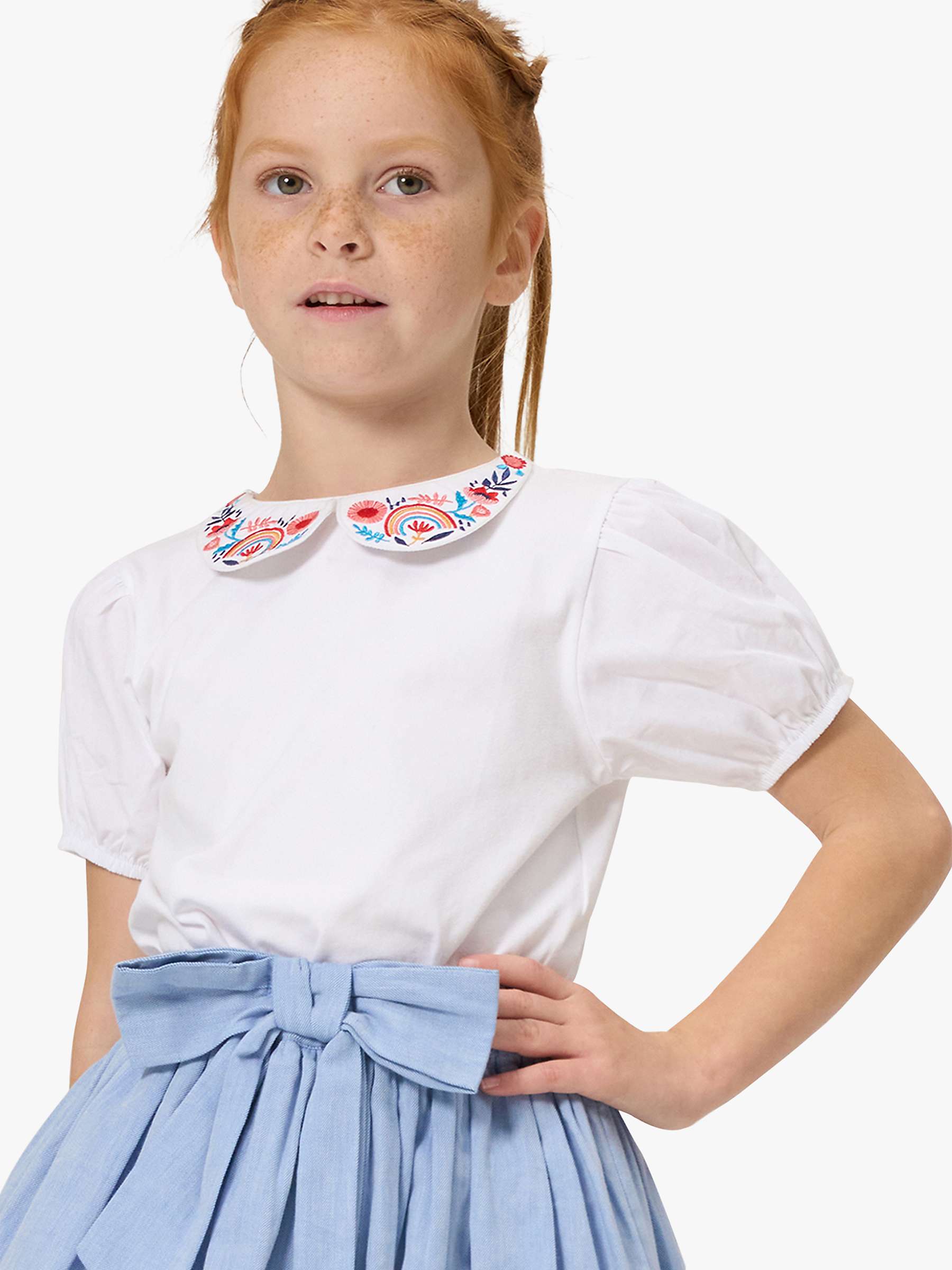Buy Angel & Rocket Kids' Heidi Embroidered Collar Top, White Online at johnlewis.com