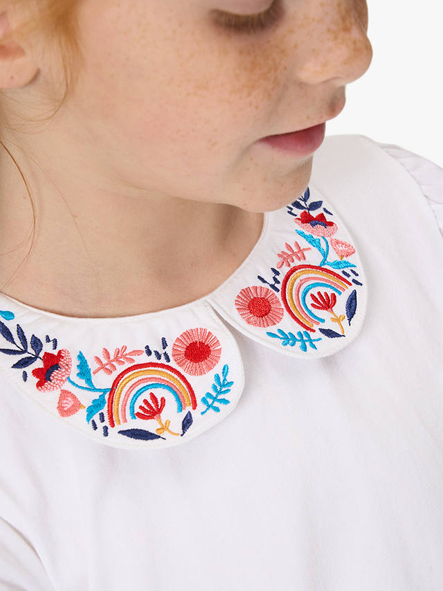 Angel & Rocket Kids' Heidi Embroidered Collar Top, White