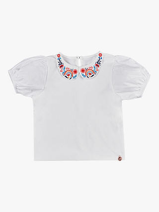 Angel & Rocket Kids' Heidi Embroidered Collar Top, White