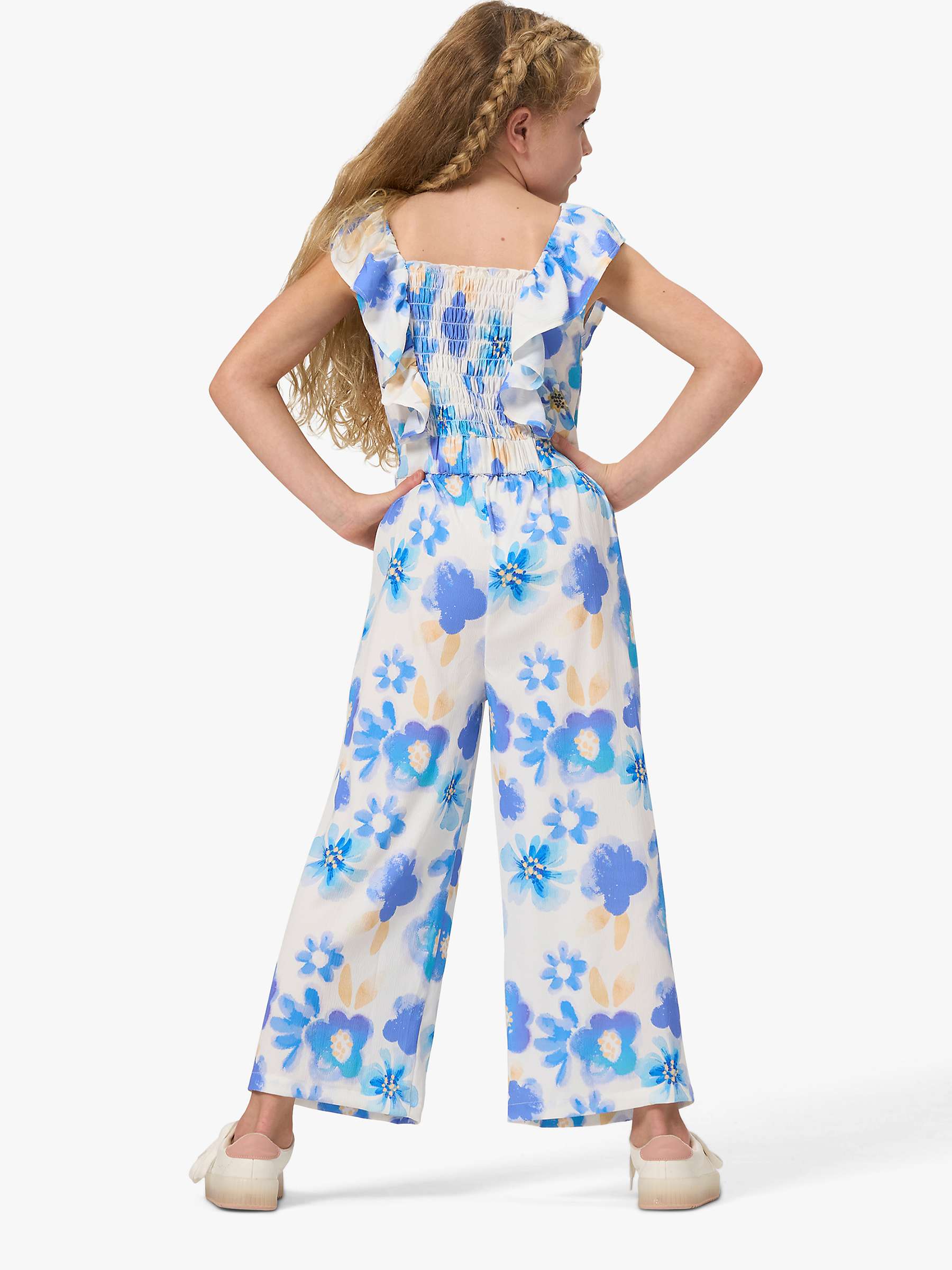 Buy Angel & Rocket Kids' Gracie Floral Shirred Jumpsuit, Blue Online at johnlewis.com