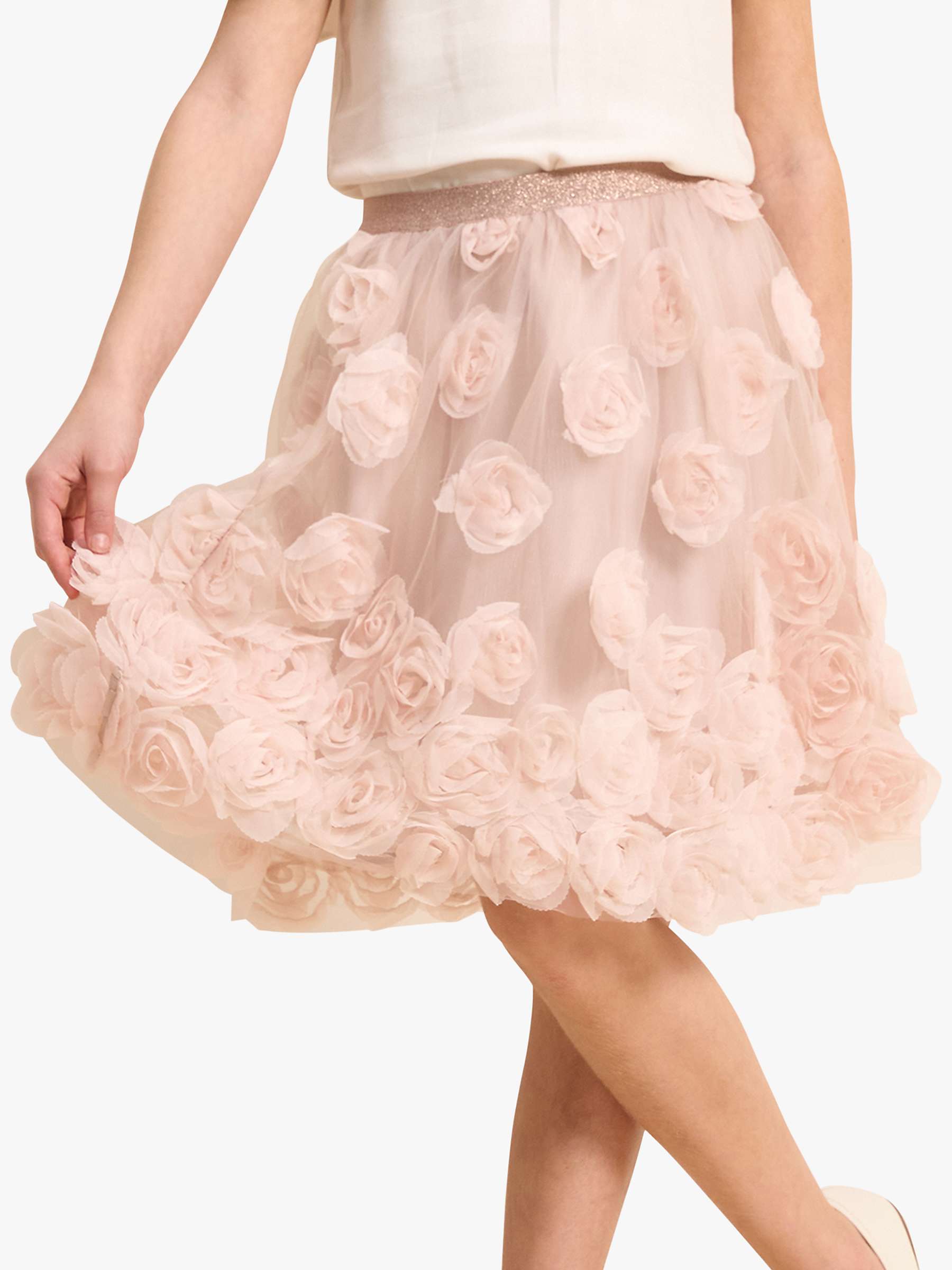 Buy Angel & Rocket Kids' Colette Ruffle Rose Mesh Skirt, Pink Online at johnlewis.com