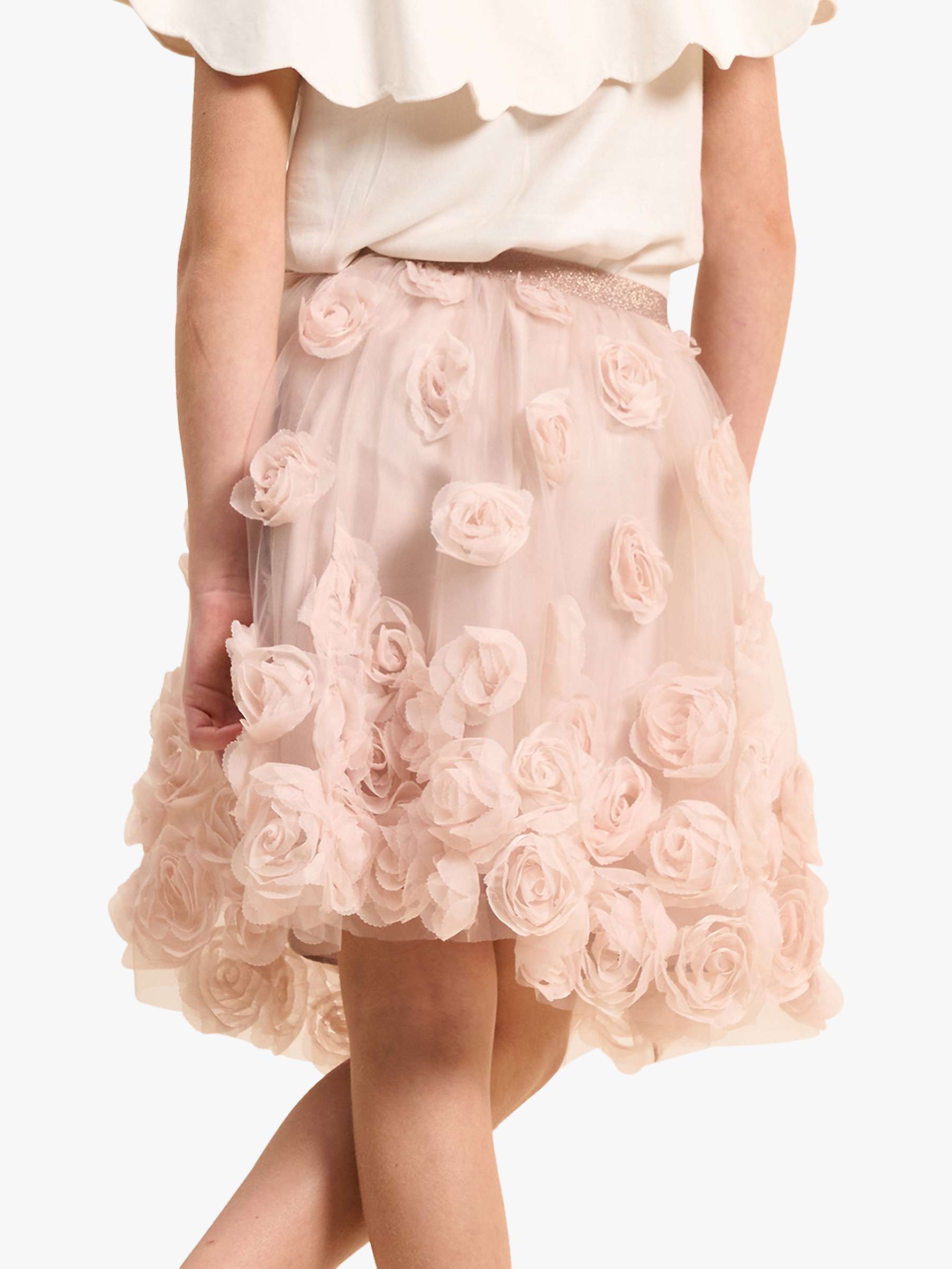 Buy Angel & Rocket Kids' Colette Ruffle Rose Mesh Skirt, Pink Online at johnlewis.com