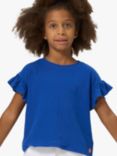 Angel & Rocket Kids' Ellie Frill Sleeve Rib T-Shirt, Dark Blue