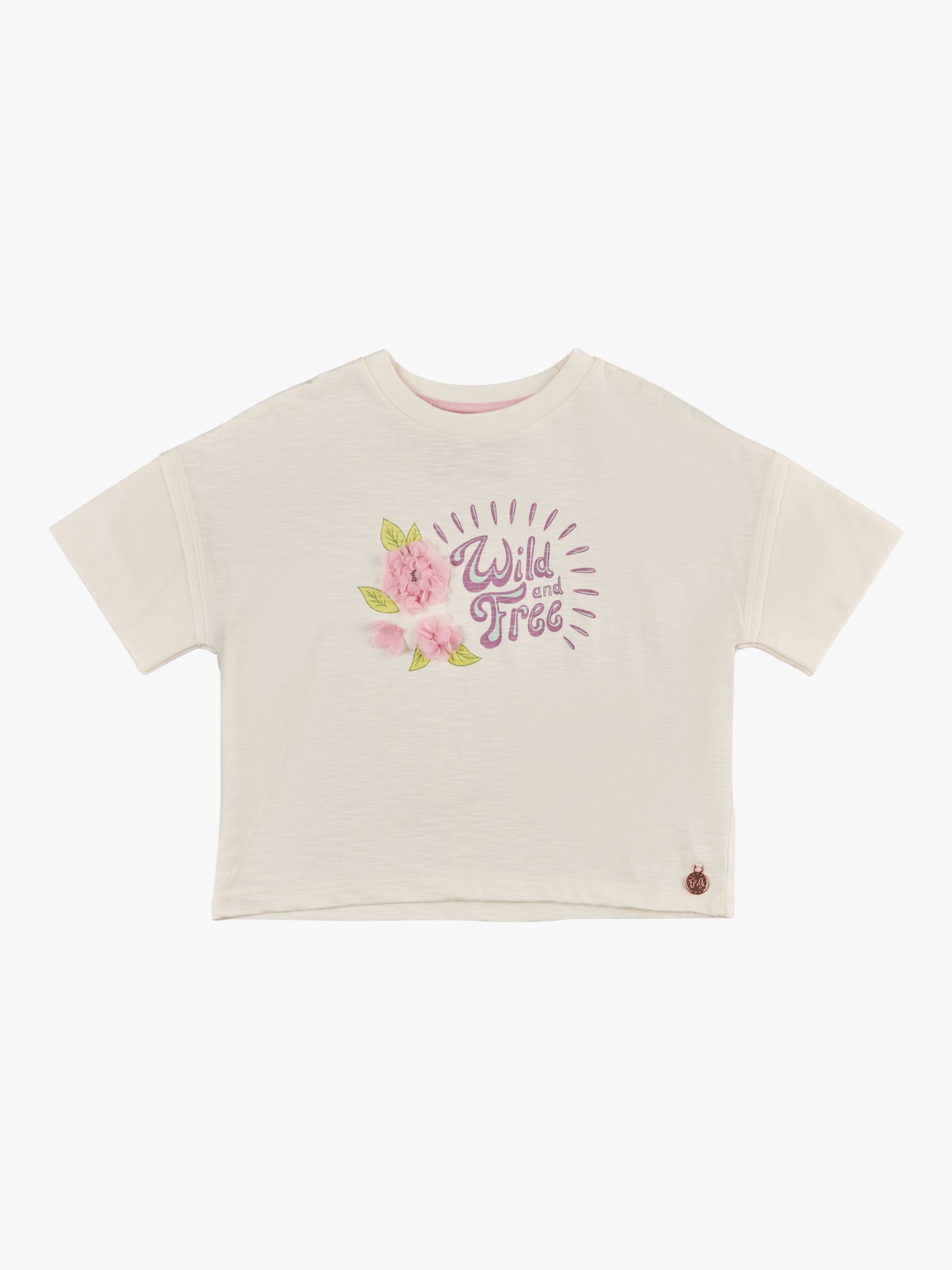 Angel & Rocket Kids' Tilly Embellished Wild and Free T-Shirt, Cream at ...