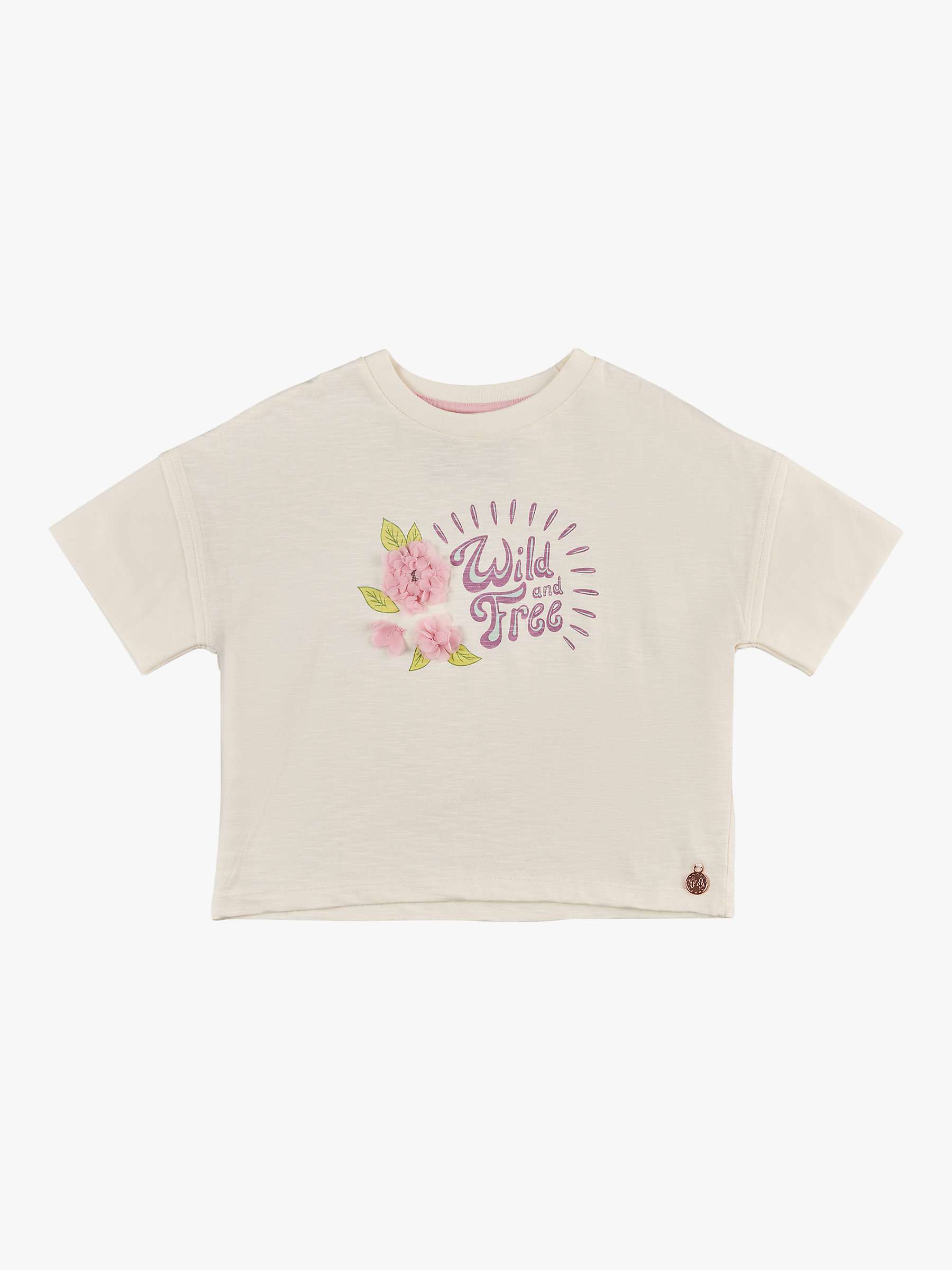 Buy Angel & Rocket Kids' Tilly Embellished Wild and Free T-Shirt, Cream Online at johnlewis.com