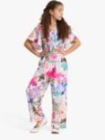 Angel & Rocket Kids' Gracie Shirred Floral Print Jumpsuit, Pink/Multi