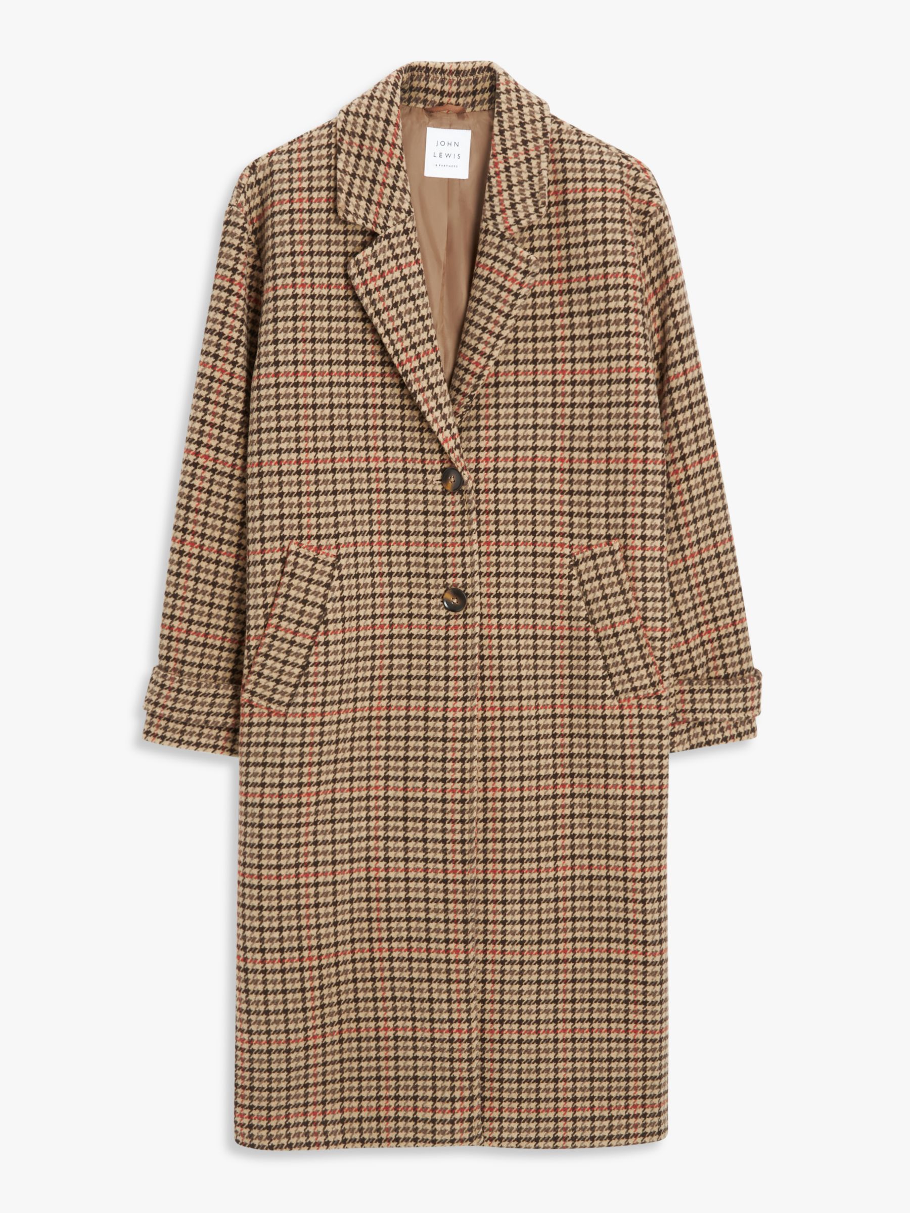 John Lewis Relaxed Heritage Check Coat, Neutral/Check at John Lewis ...