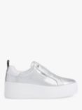 Carvela Connected Leather Platform Trainers, Silver