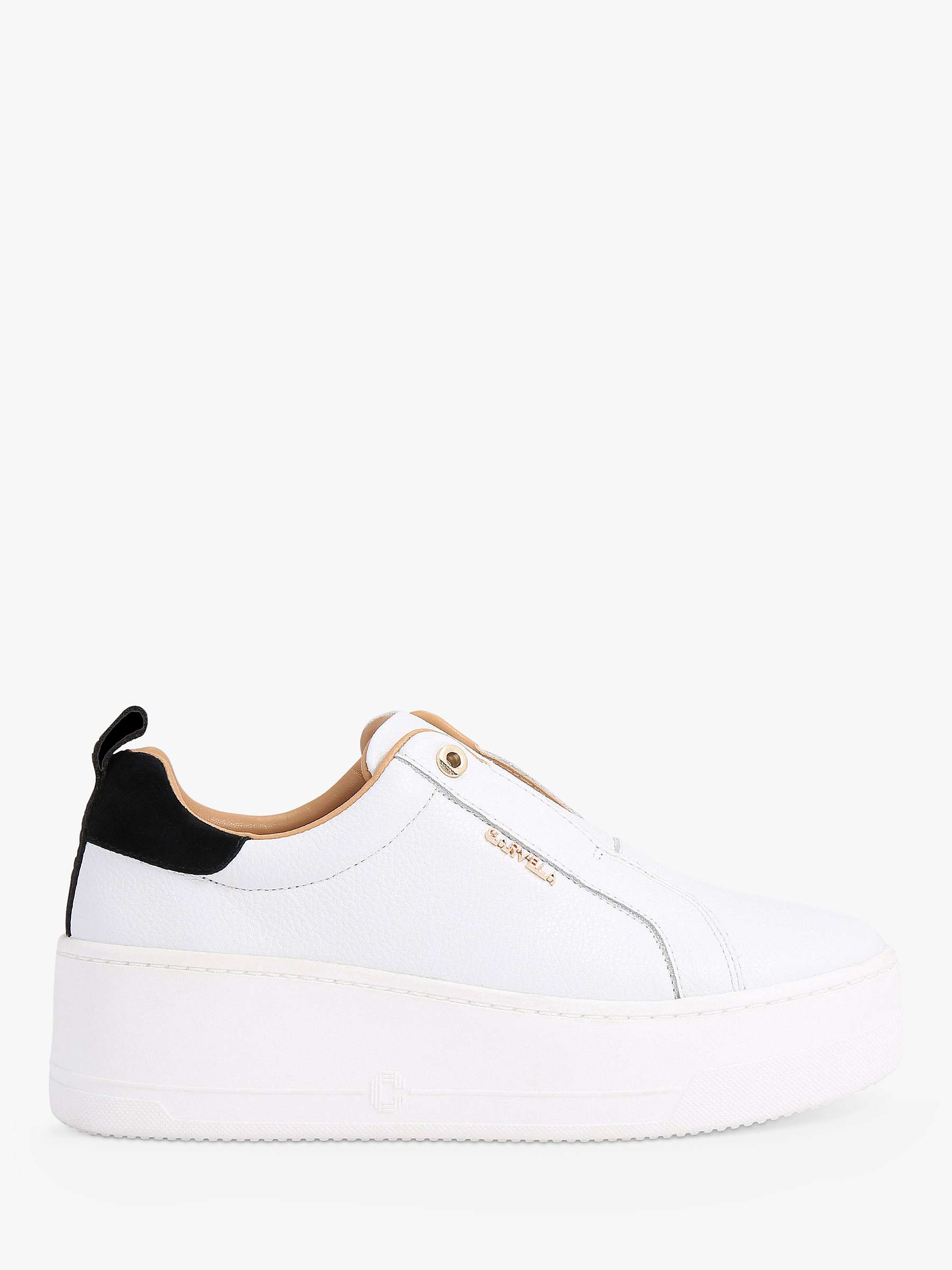 Buy Carvela Connected Leather Platform Trainers, White Online at johnlewis.com