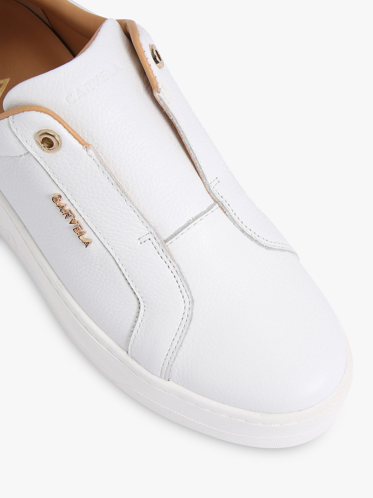 Buy Carvela Connected Leather Platform Trainers, White Online at johnlewis.com