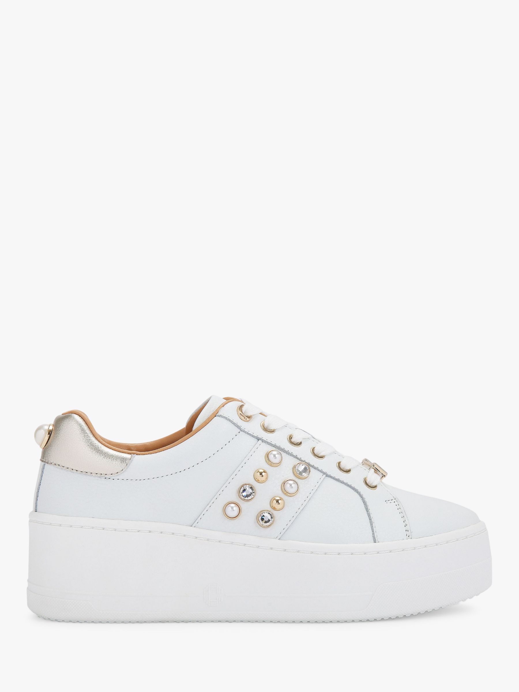 Carvela Precious Lace Up Trainers, Natural Putty at John Lewis & Partners