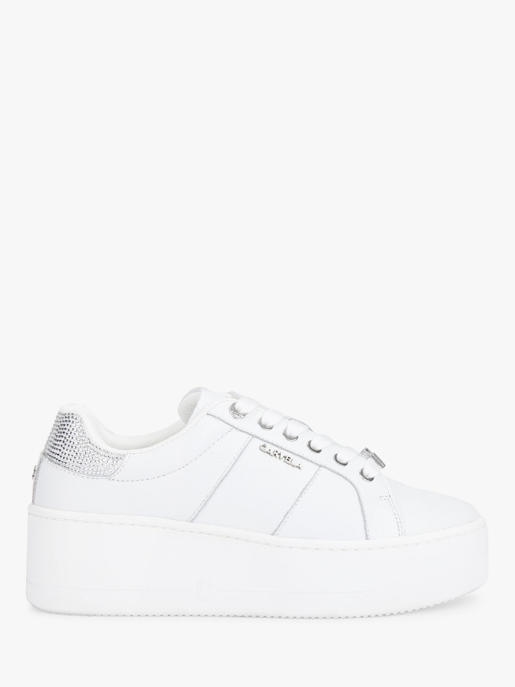 Carvela Connected Flatform Chunky Trainers, White/Silver at John Lewis ...