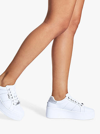 Carvela Connected Flatform Chunky Trainers, White/Silver