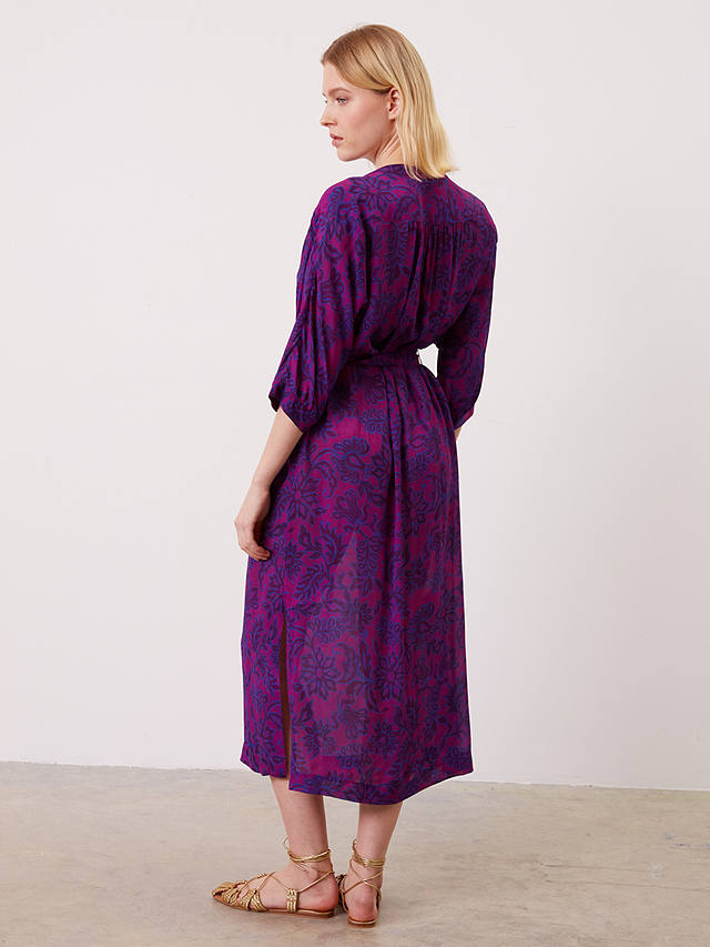 Gerard Darel Jeanin Floral Print Midi Dress, Purple/Multi at John Lewis ...