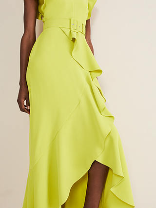 Phase Eight Phoebe Frill Belted Maxi Dress, Lime