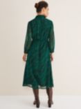 Phase Eight Tana Abstract Print Midi Shirt Dress, Dark Green/Black