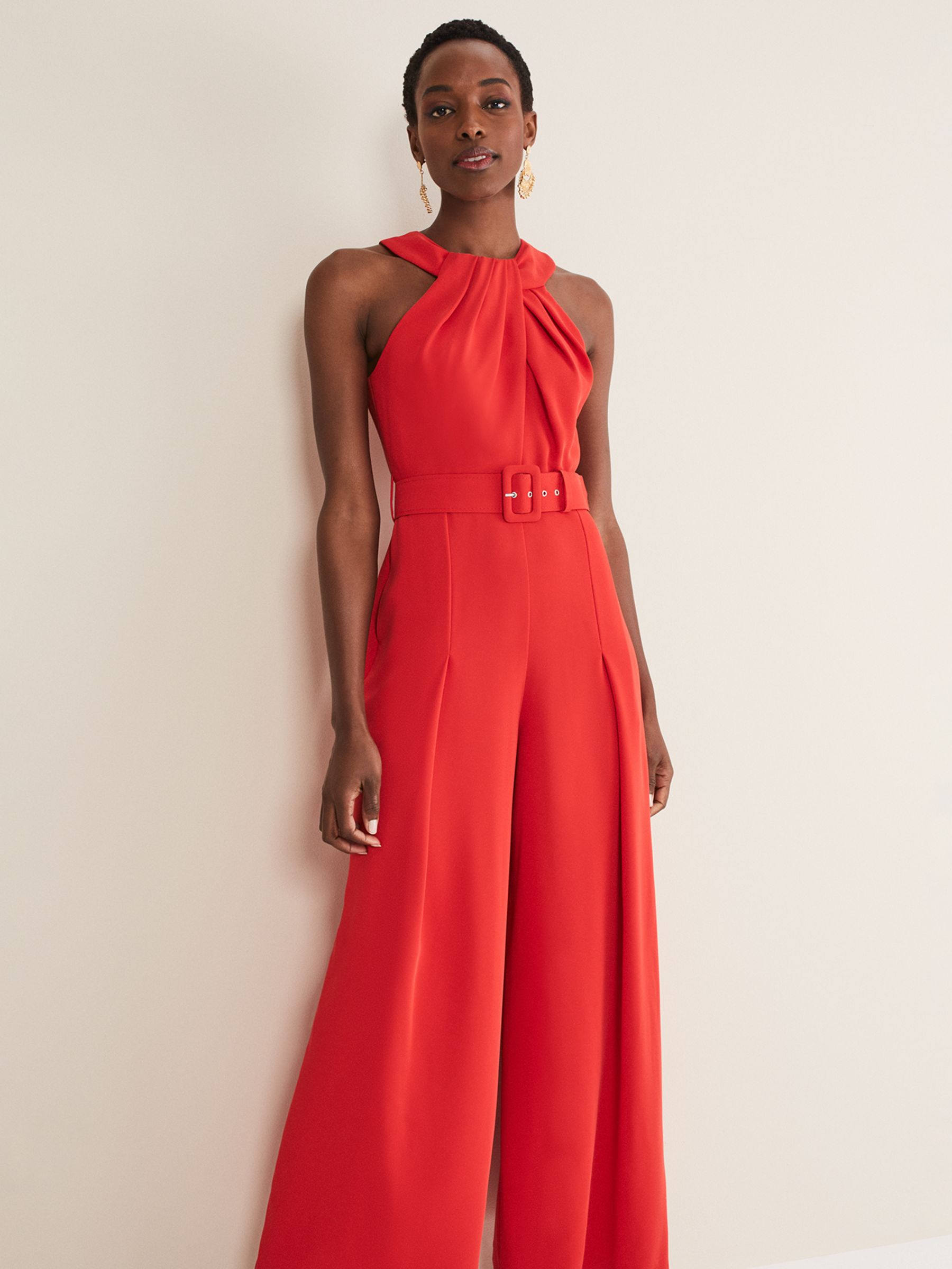 Buy Phase Eight Orla Twist Front Wide Leg Sleeveless Jumpsuit, Fire Online at johnlewis.com