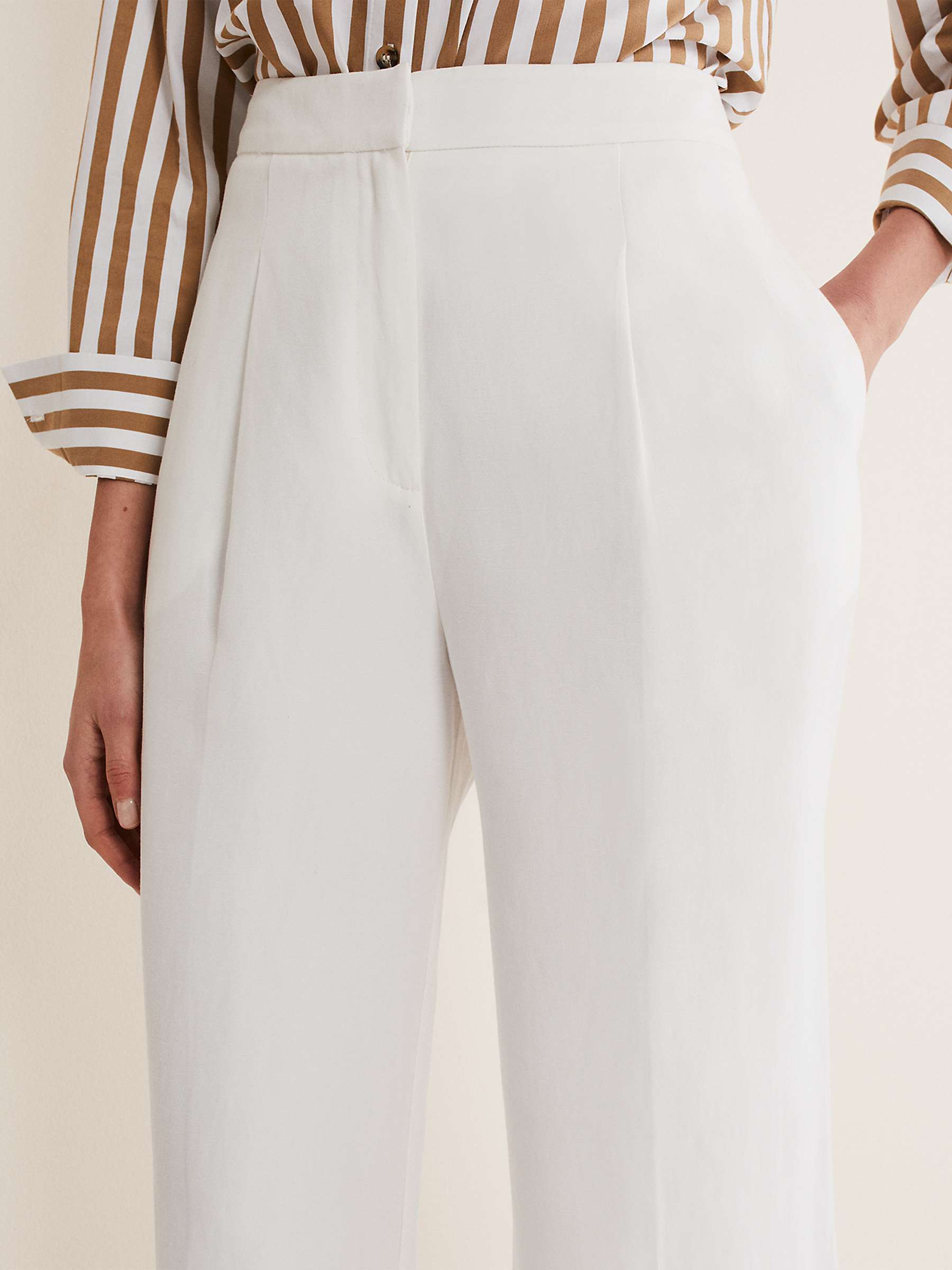 Buy Phase Eight Bianca Linen Co-Ord Trousers, Ivory Online at johnlewis.com