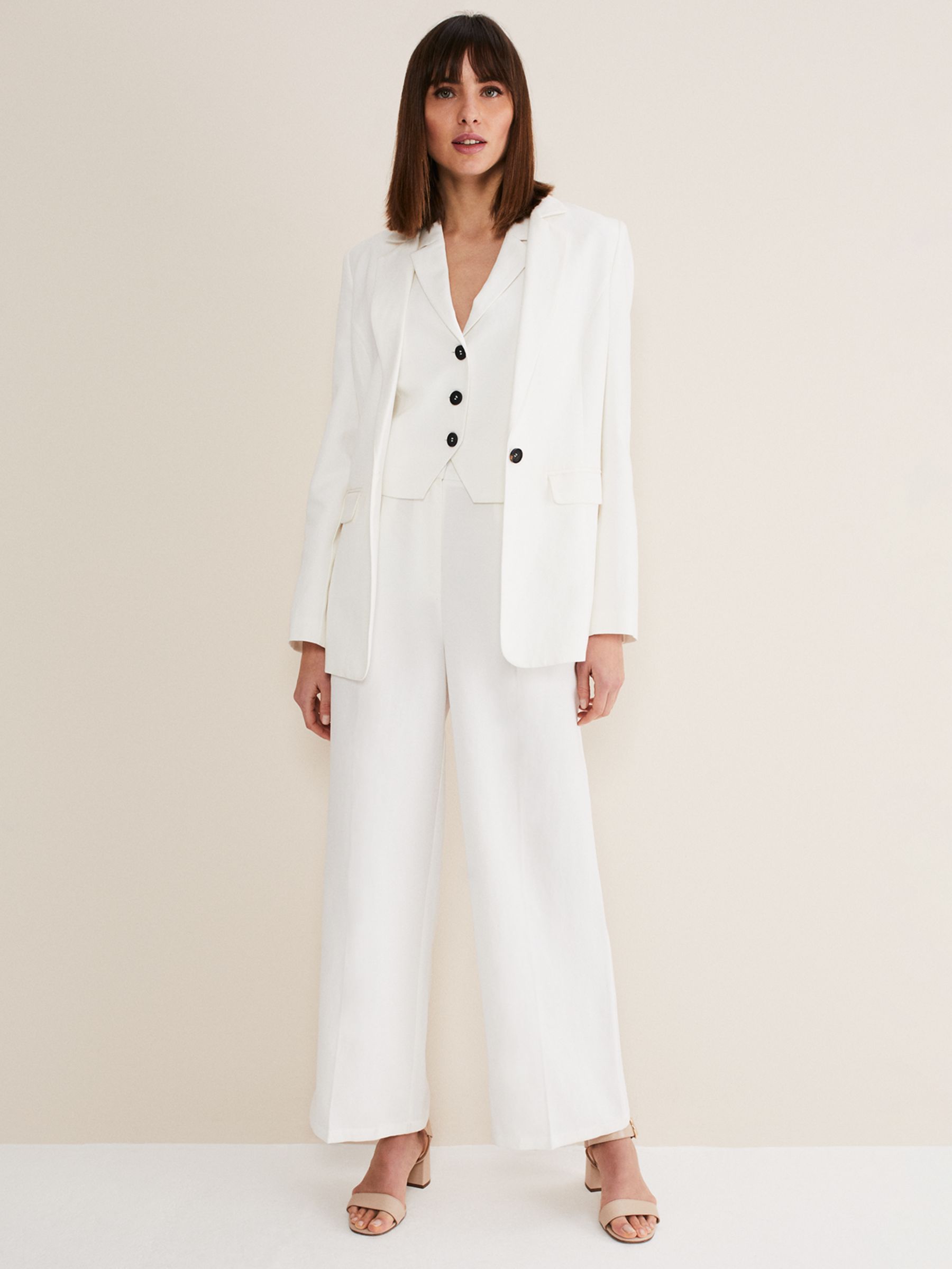 Phase Eight Bianca Linen Co-Ord Trousers, Ivory at John Lewis & Partners