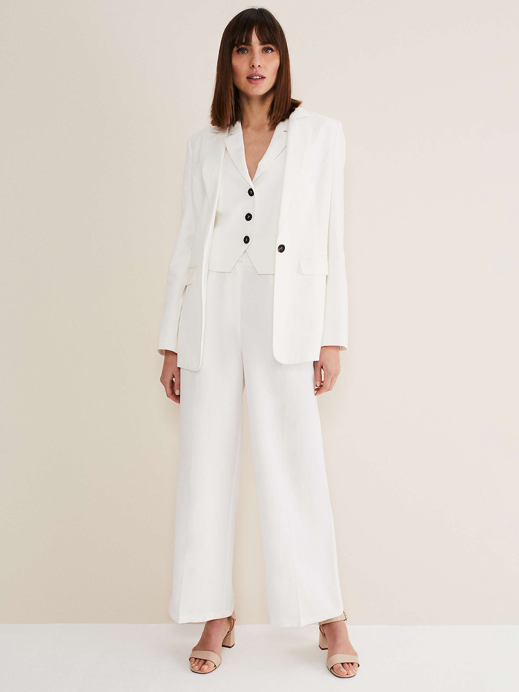 Buy Phase Eight Bianca Linen Co-Ord Trousers, Ivory Online at johnlewis.com