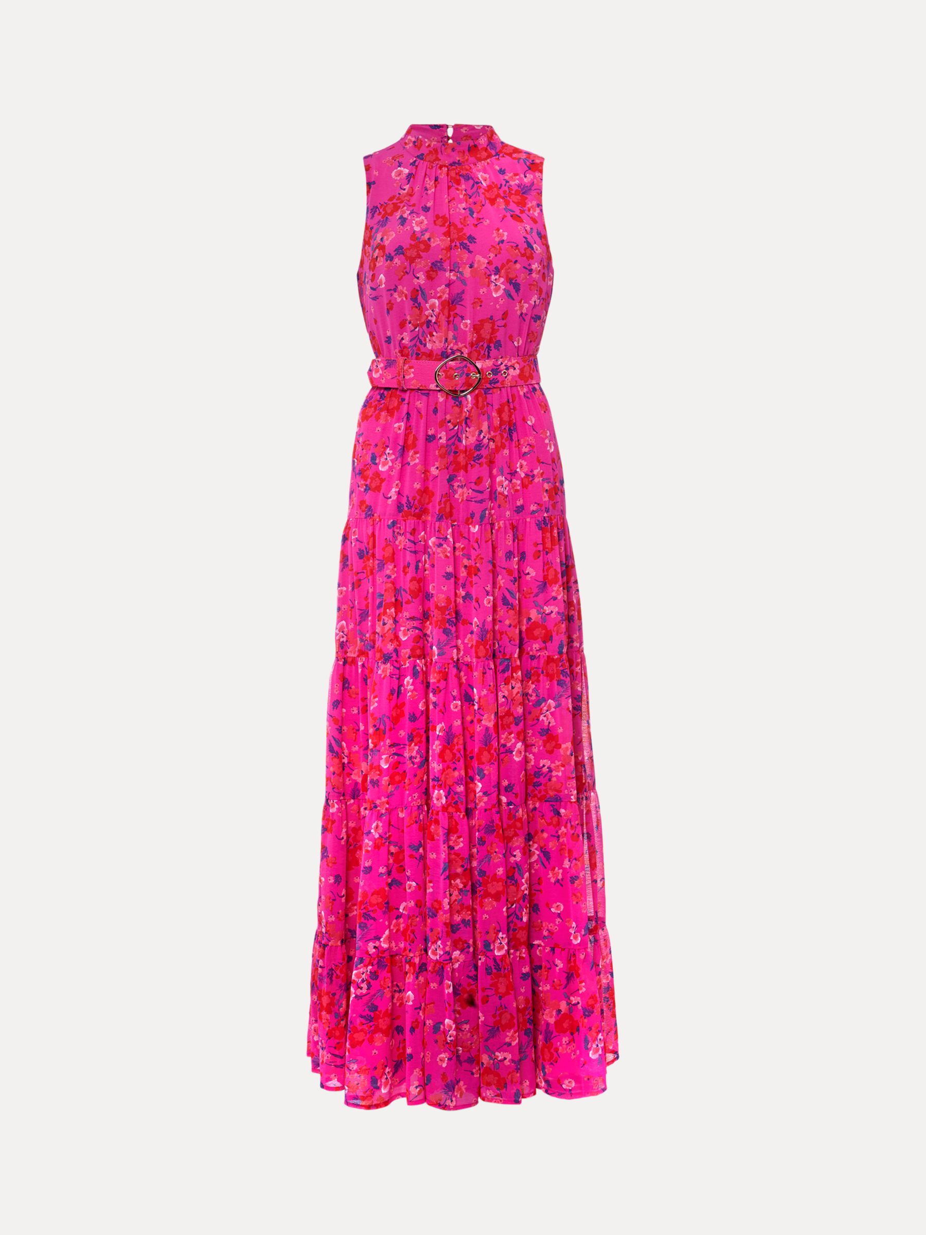 Phase Eight Kara Floral Maxi Dress, Neon Pink, 20