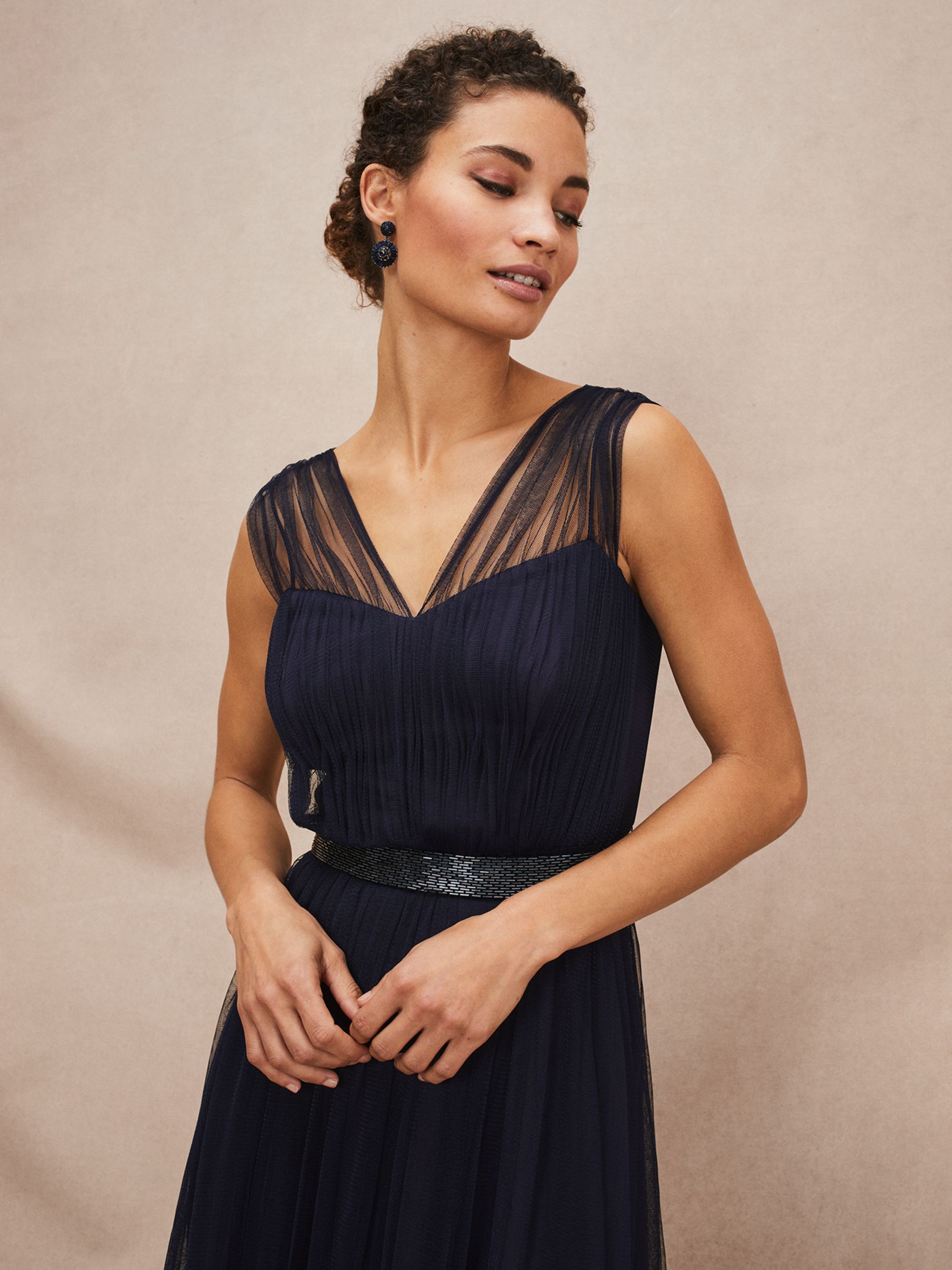 Phase Eight Ella Tulle Midi Dress, Navy